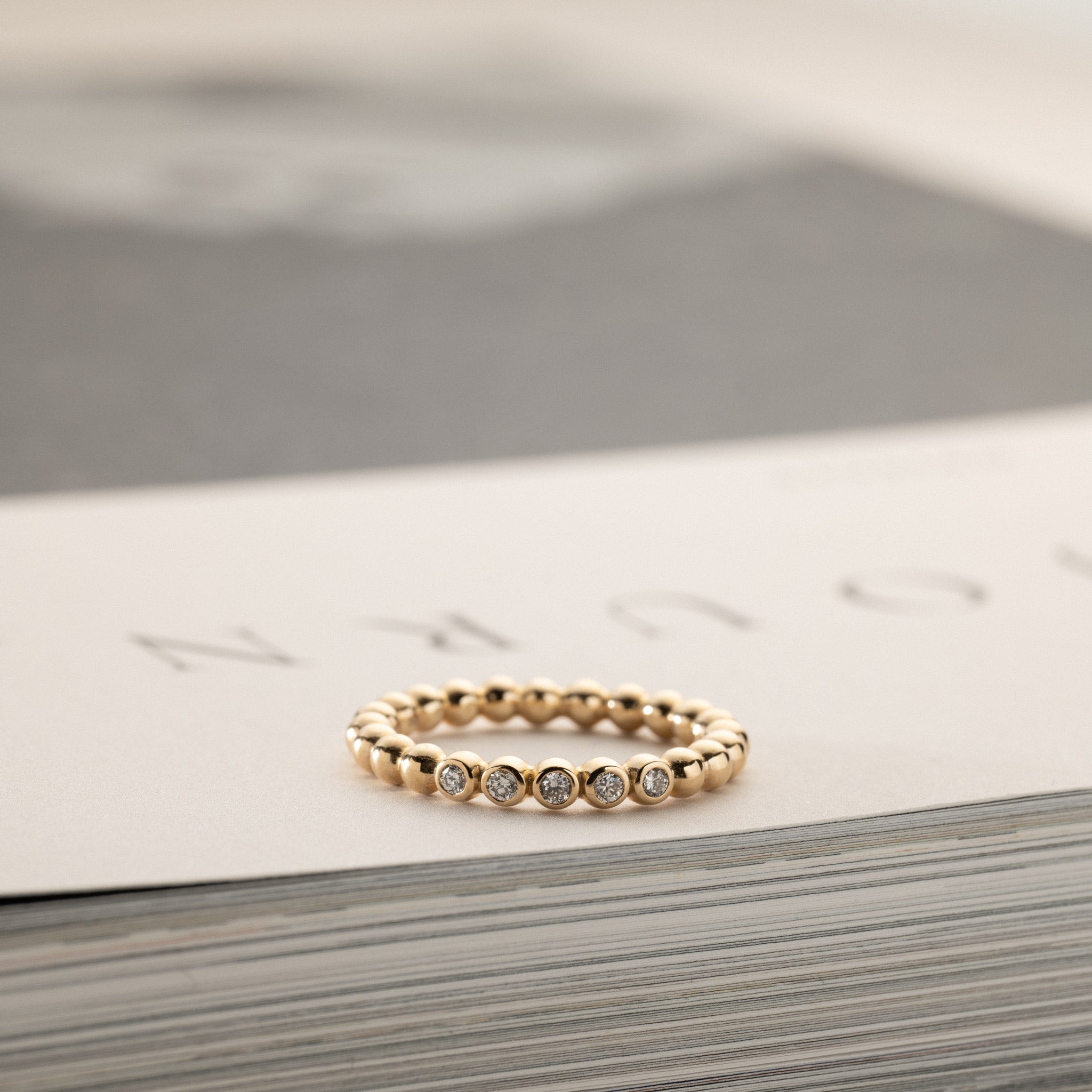 Ayah – bubble ring 0.10ctw lab grown diamond 14K Yellow Gold