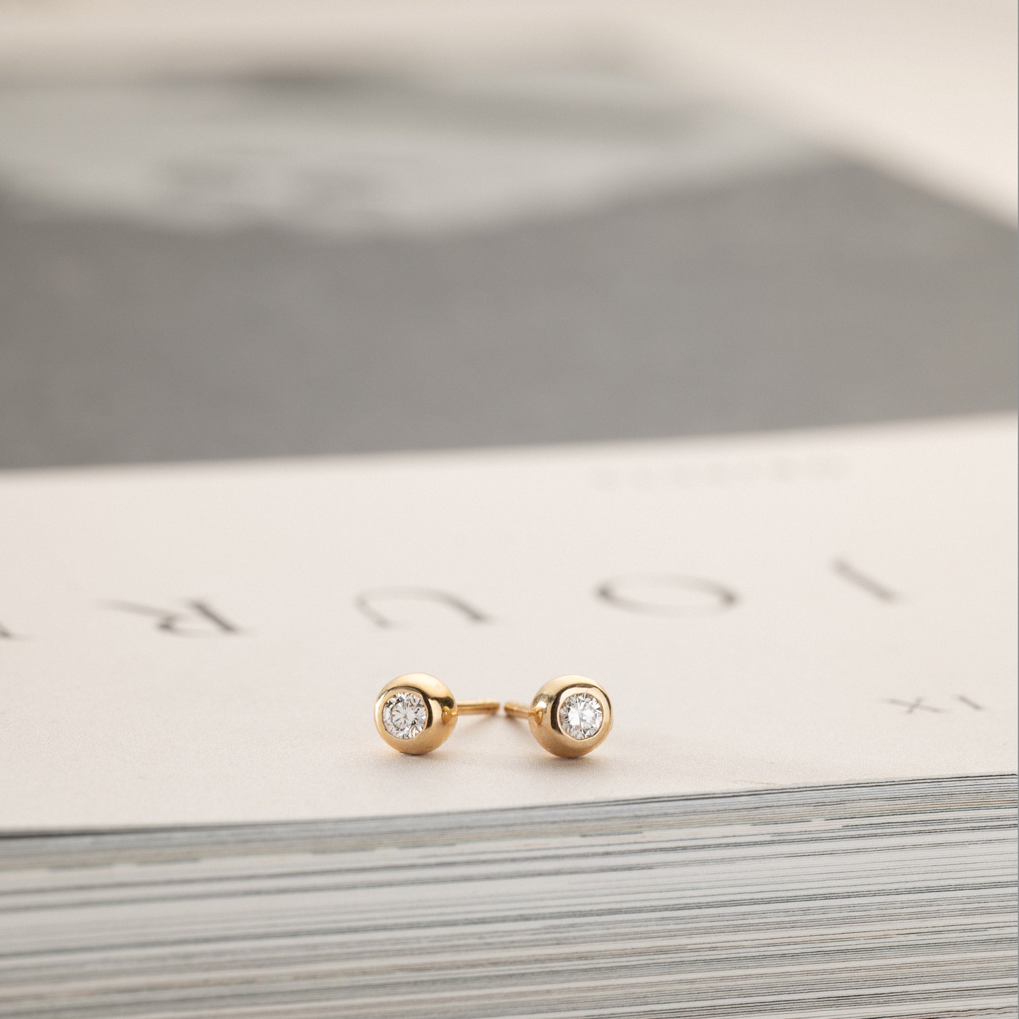 Ayah – bubble stud earrings 0.15ctw lab grown diamond 10K Yellow