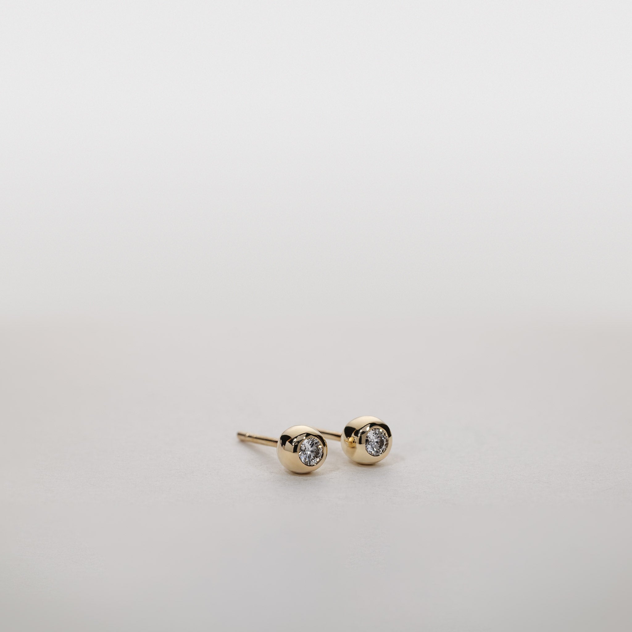Ayah – bubble stud earrings 0.15ctw lab grown diamond 10K Yellow Gold with texture