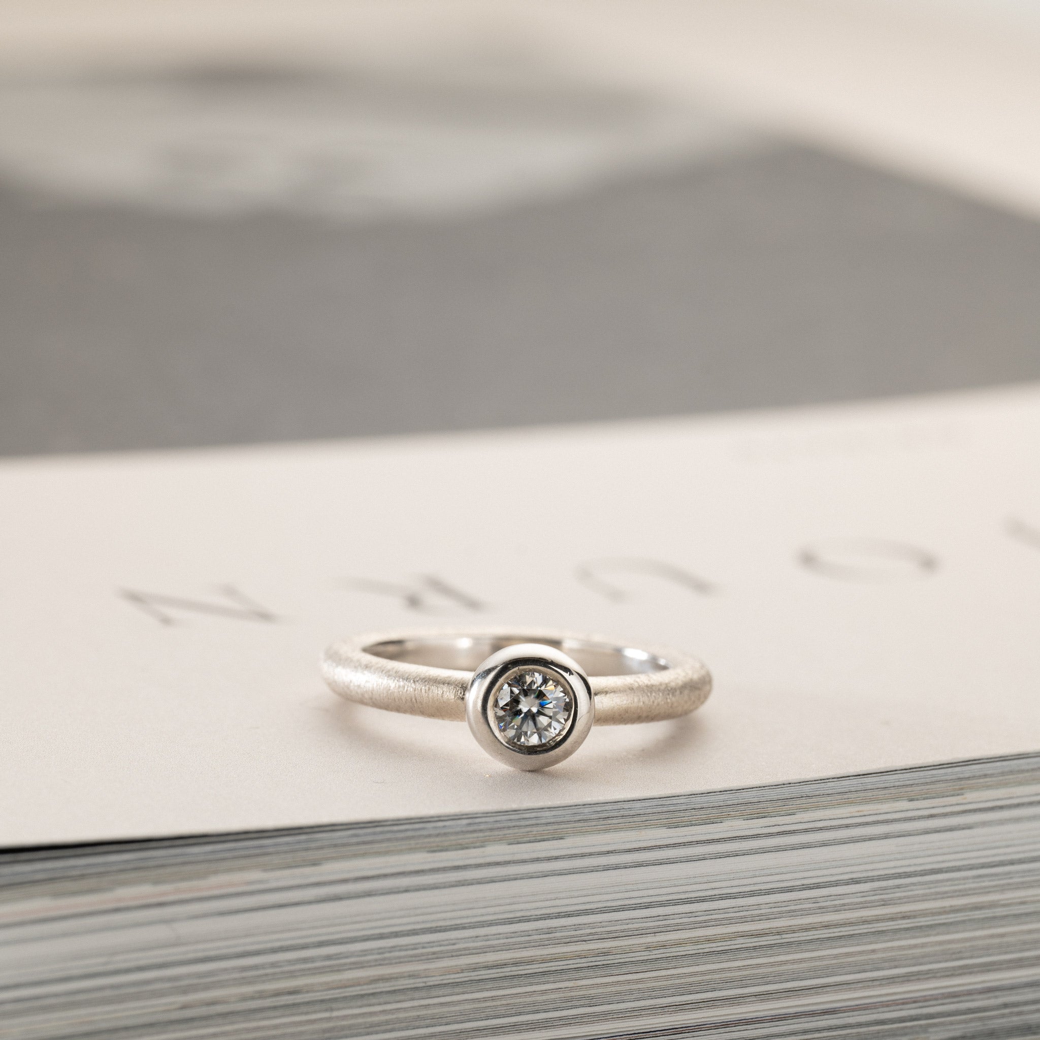 Ayah bubble ring 0.35ctw moissanite silver with texture