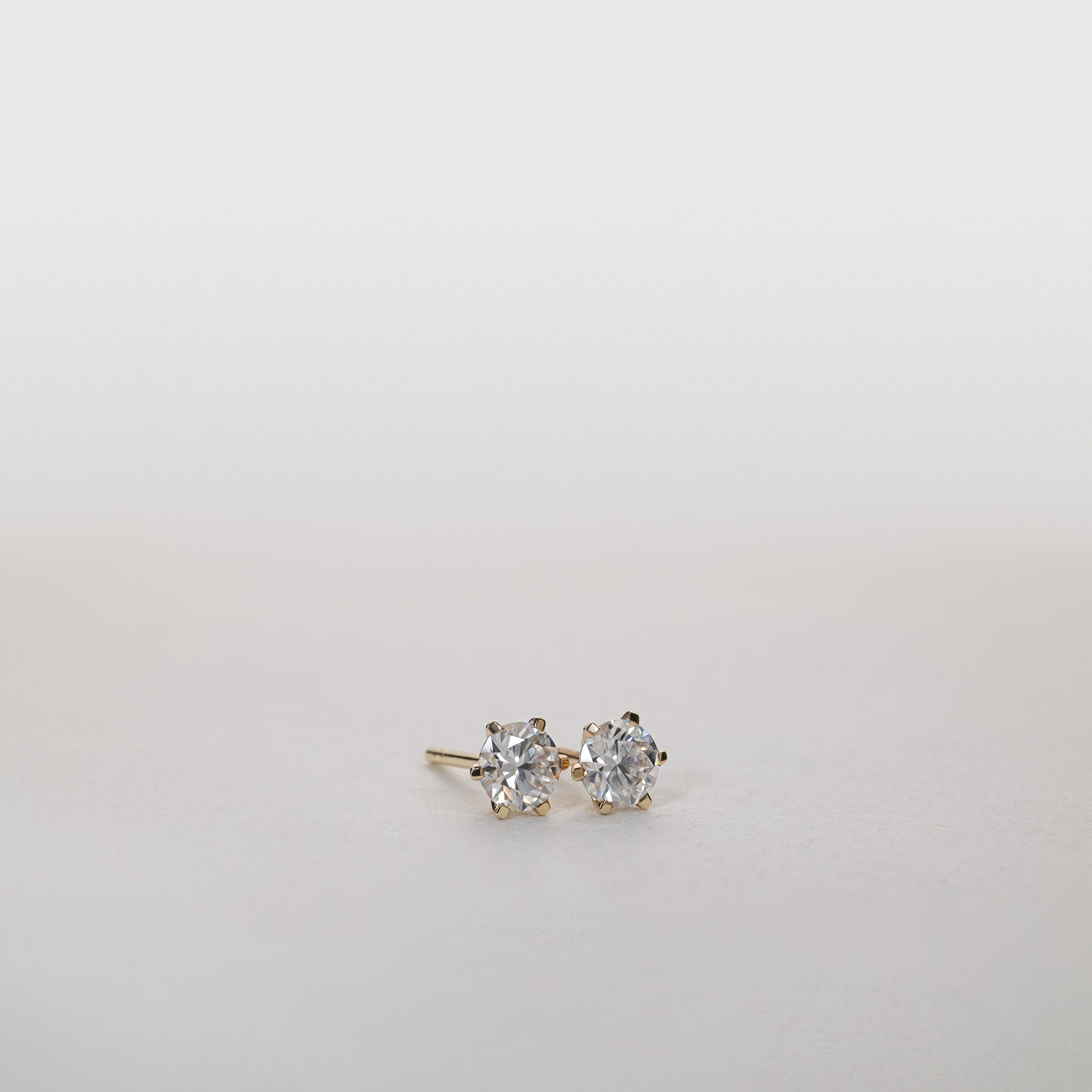 Amber Six-Prong Solitaire Studs – 1.00 ct Lab-Grown Diamonds 14K Gold