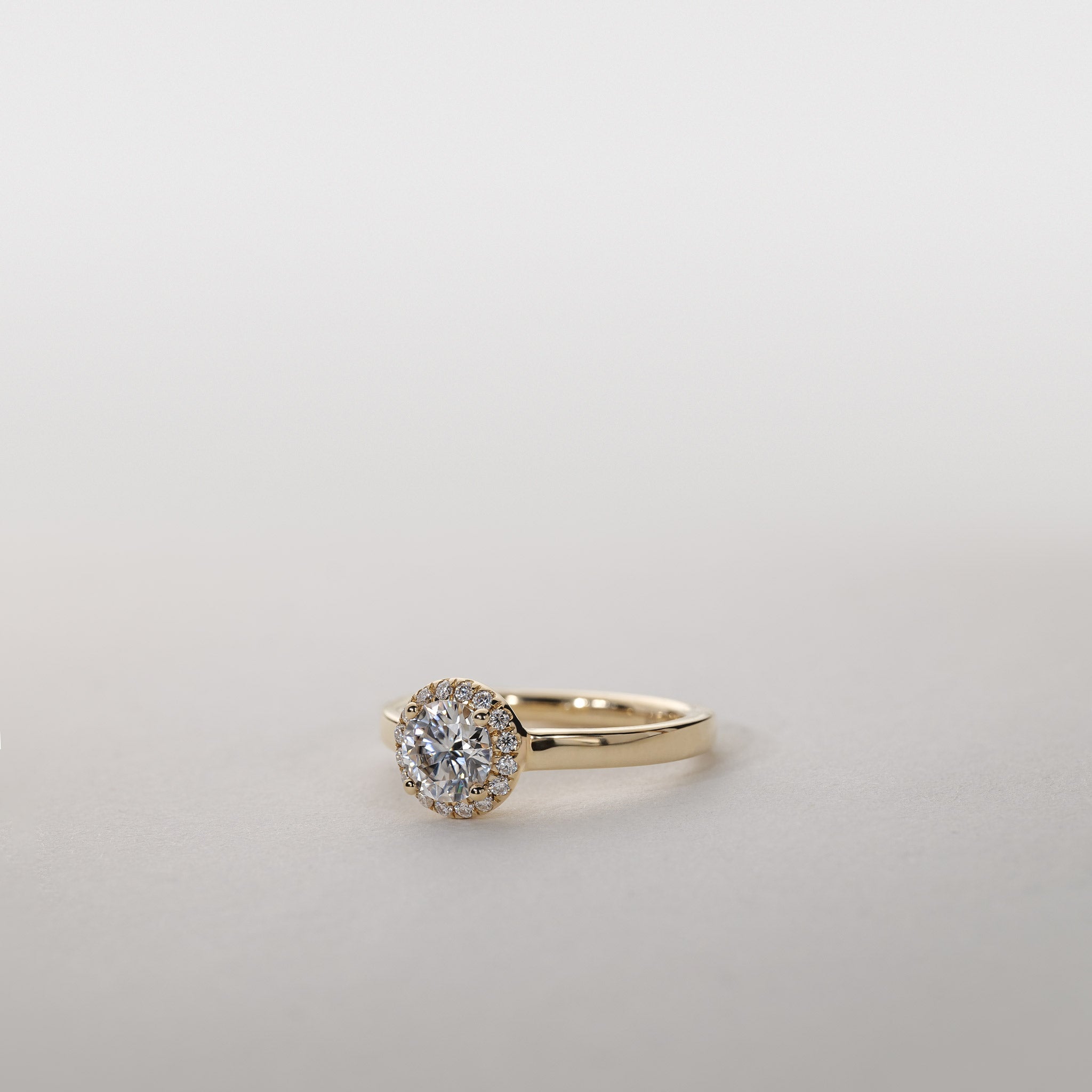 0.75ct Lab Grown Diamond halo ring 14k gold Clara