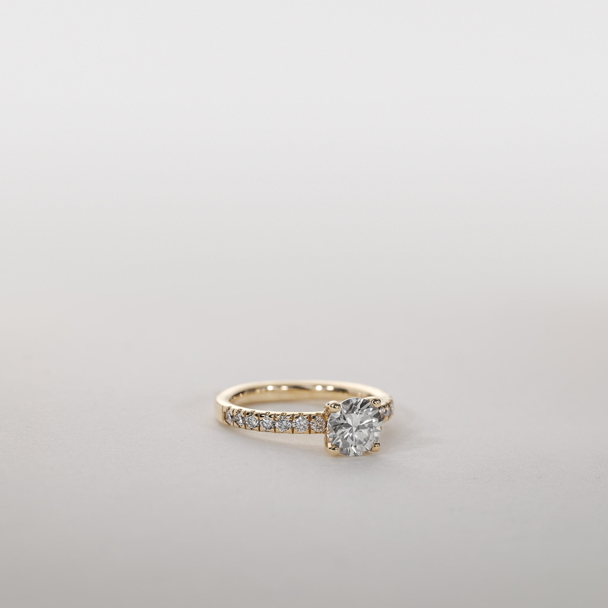 0.75ct Moissanite Solitaire Ring Diamond Pavé Band 14K Gold clara