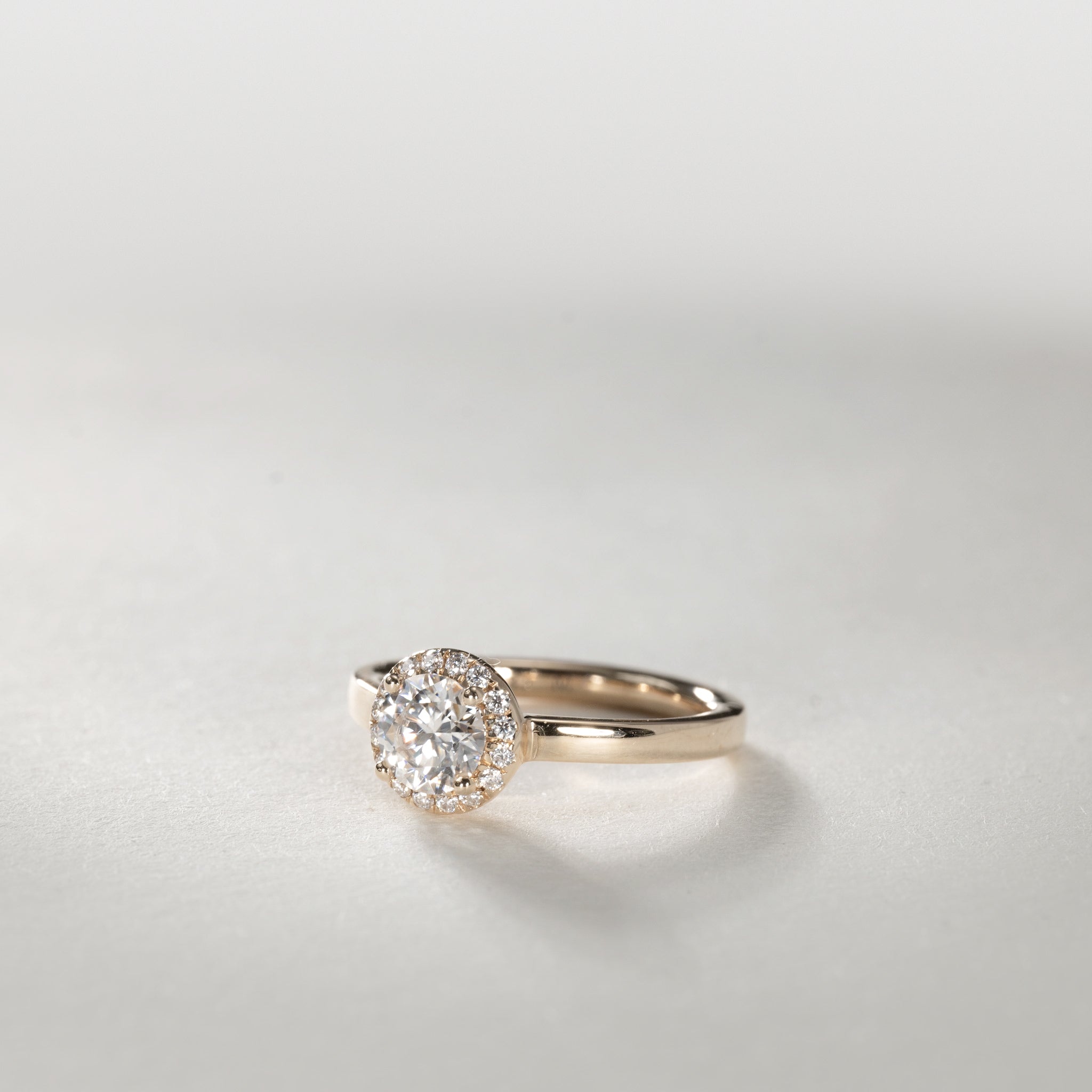 1.0ct Lab Grown Diamond halo ring 14k gold Clara