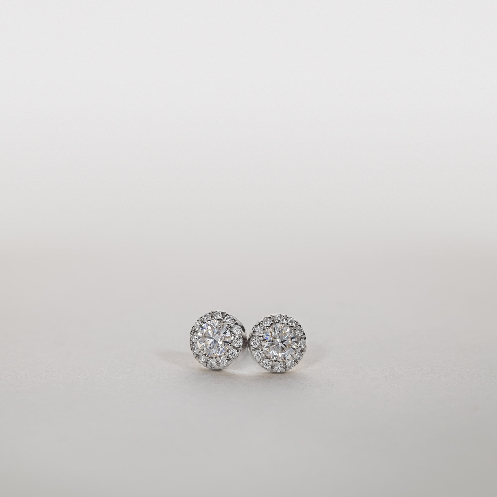 Clara – Silver Halo Studs 1.45 cts Moissanite & Lab-Grown Diamonds