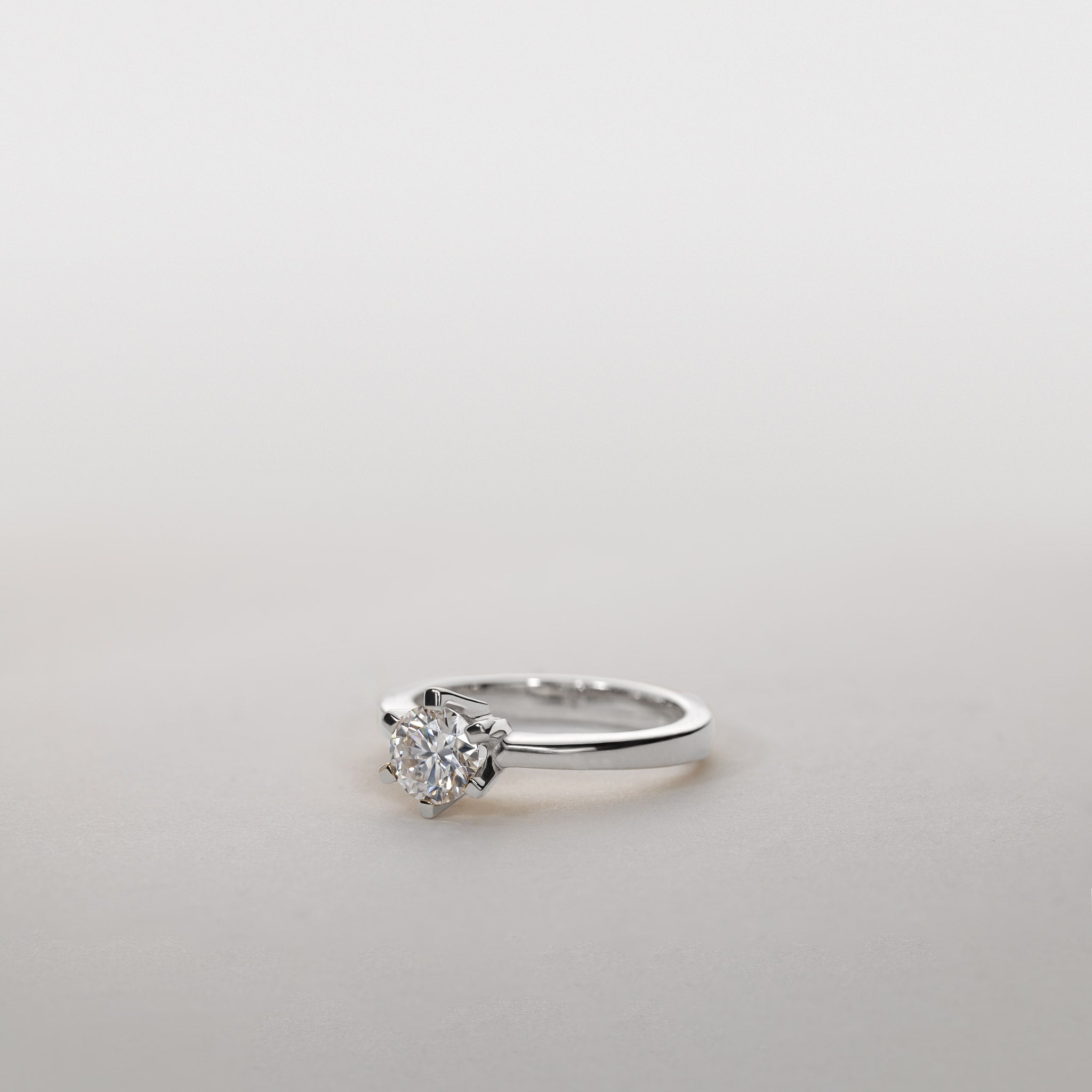 1.0ct Moissanite six prong solitaire ring silver Amber