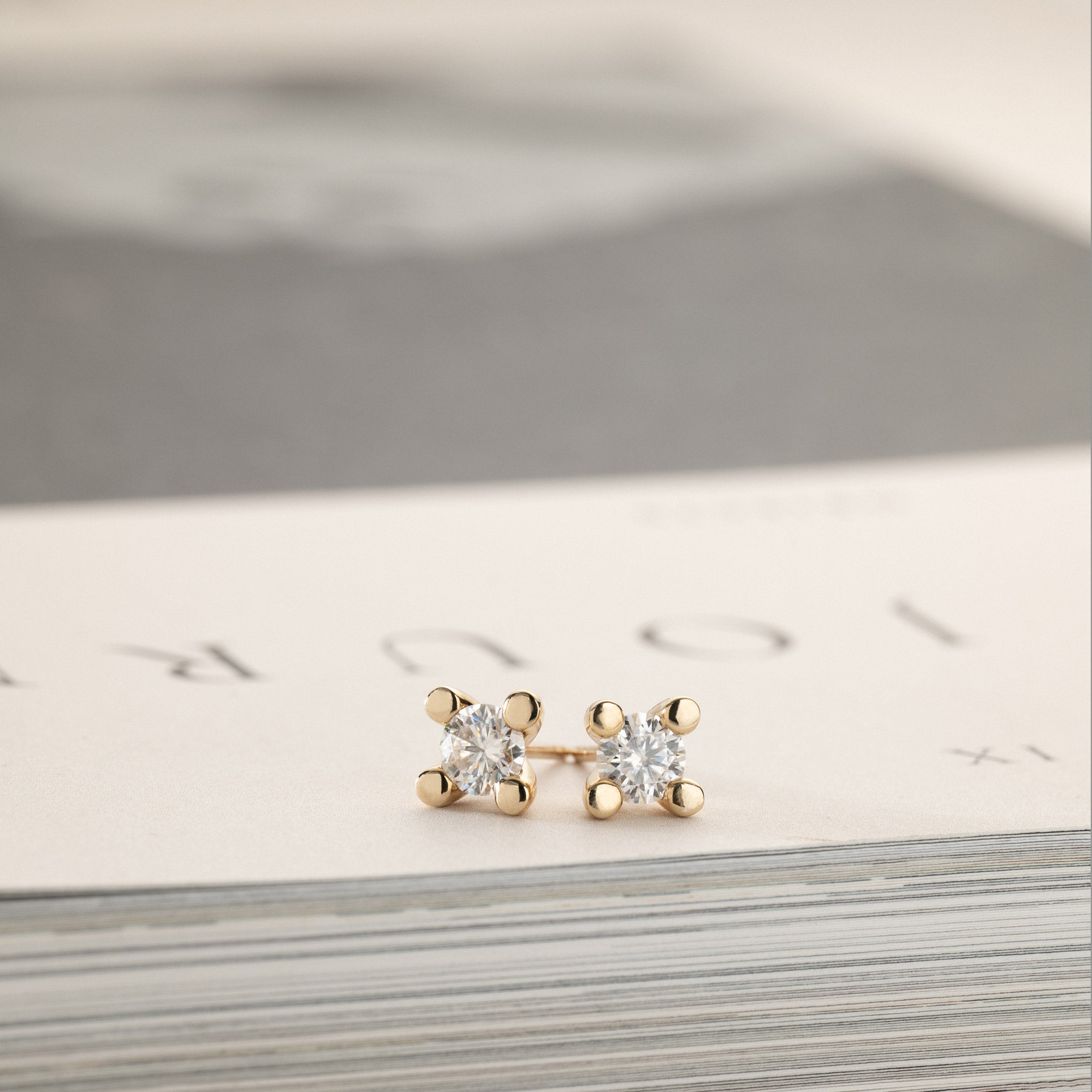 10K Yellow Gold 1.0ctw moissanite solitaire stud earrings Miriam