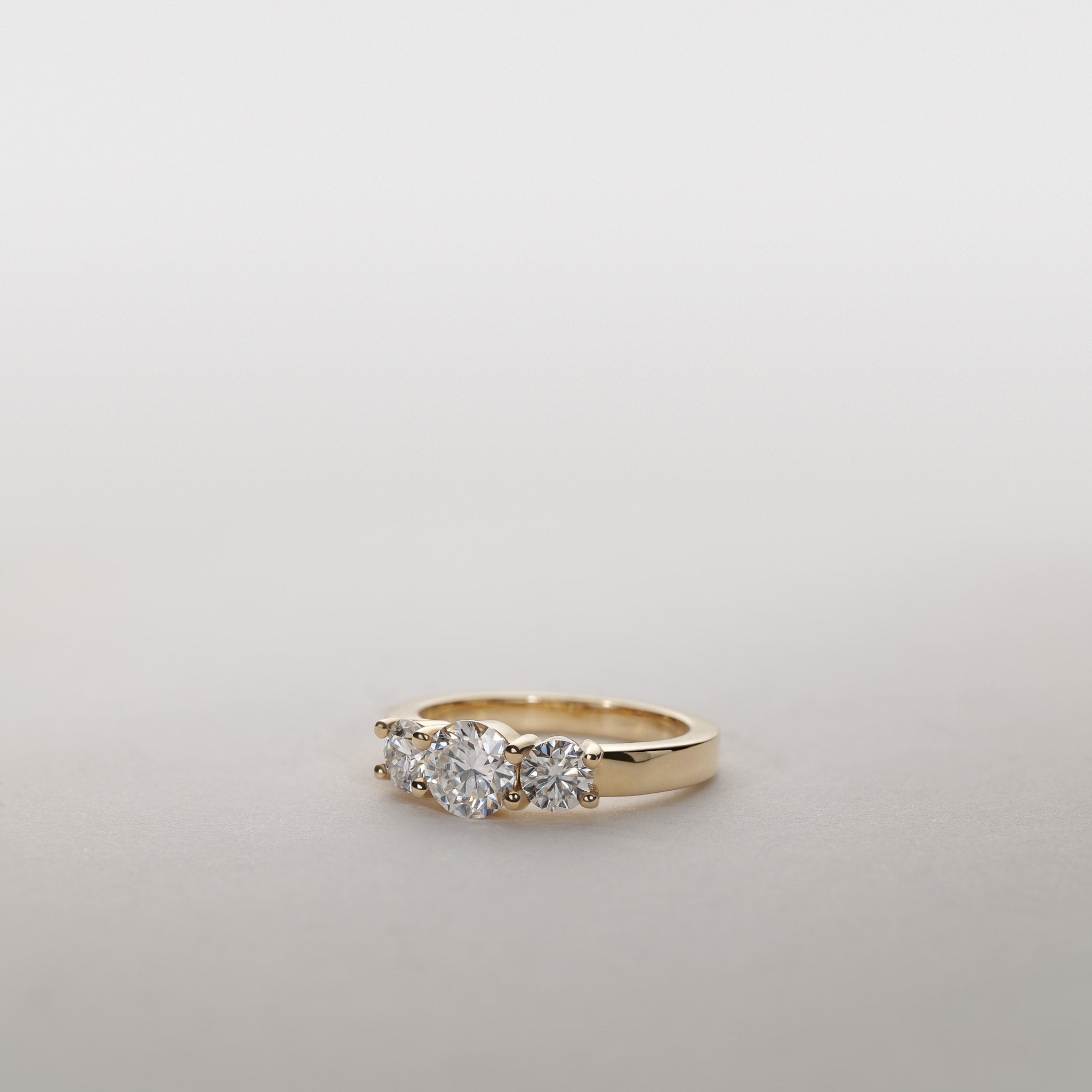Jocelyn Three-Stone Ring – 1.25 ct Lab-Grown Diamond 14K Gold