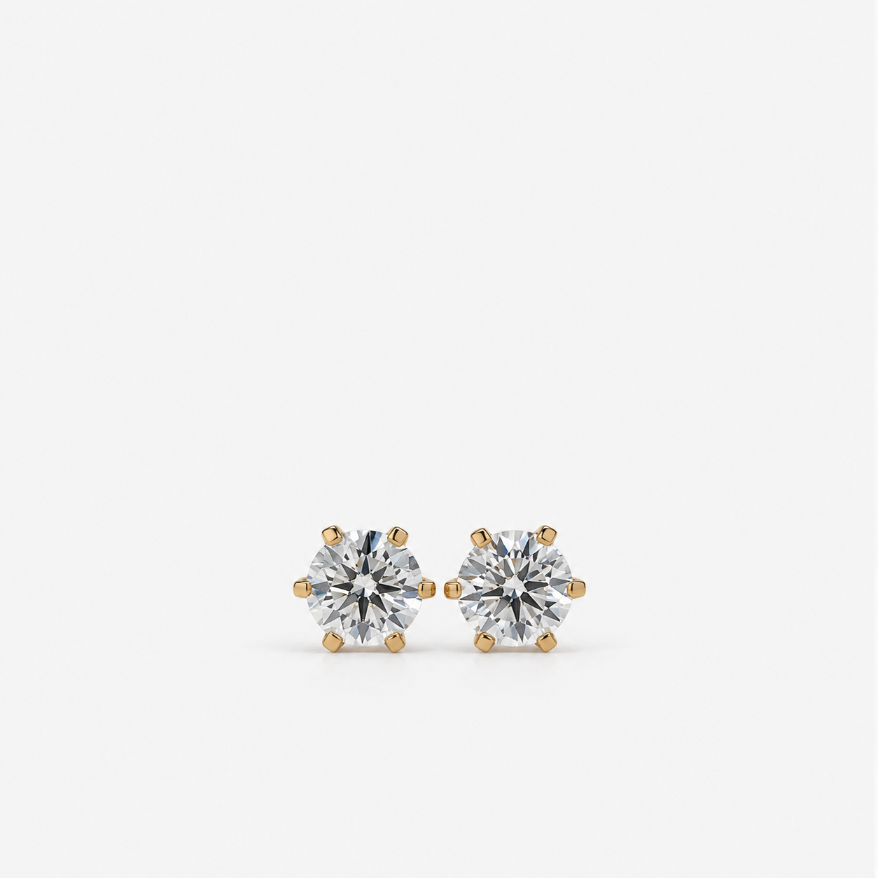 Amber Six-Prong Lab-Grown Diamond Solitaire Studs in 14K Gold
