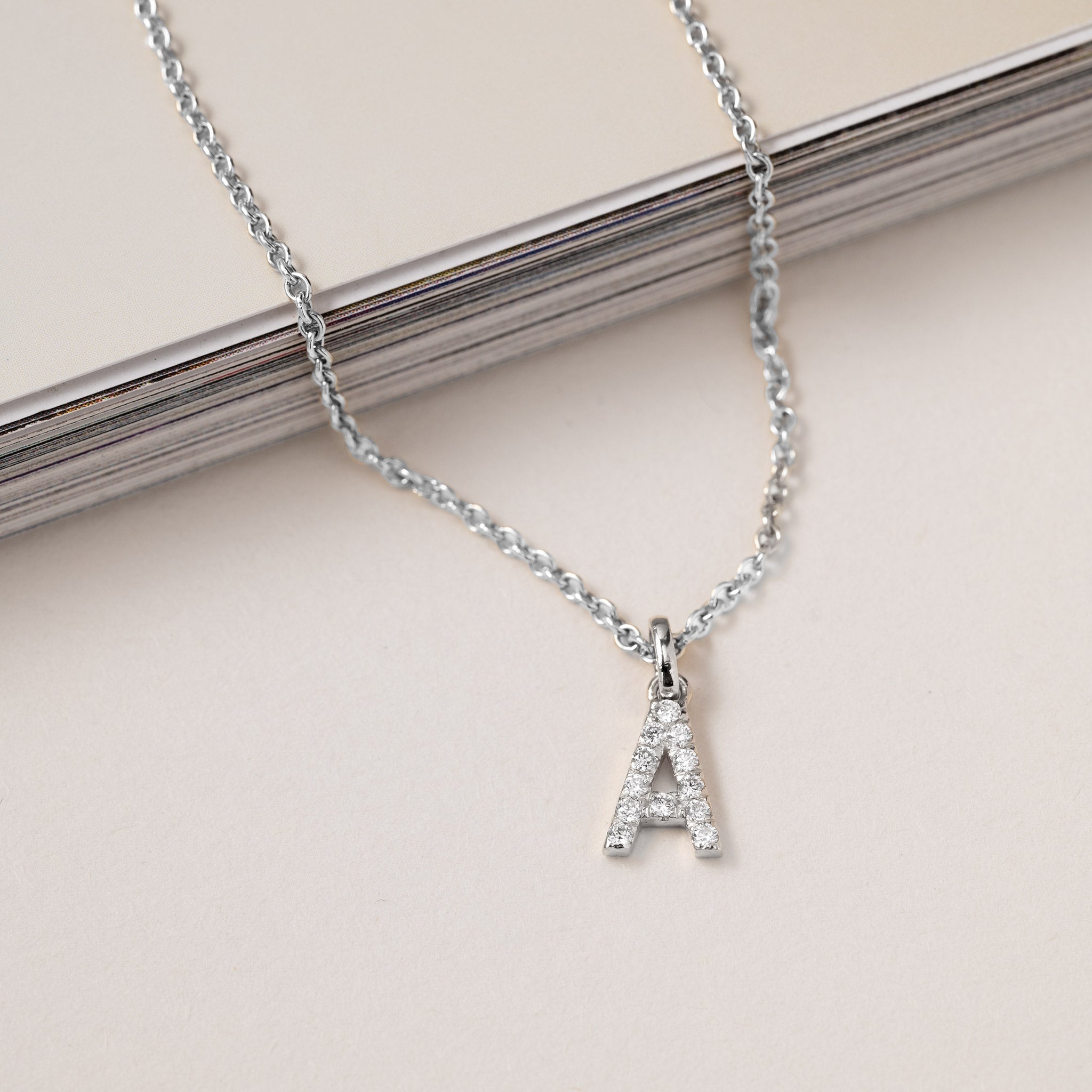 Jocelyn – Moissanite Letter Charm "A" Initial Silver