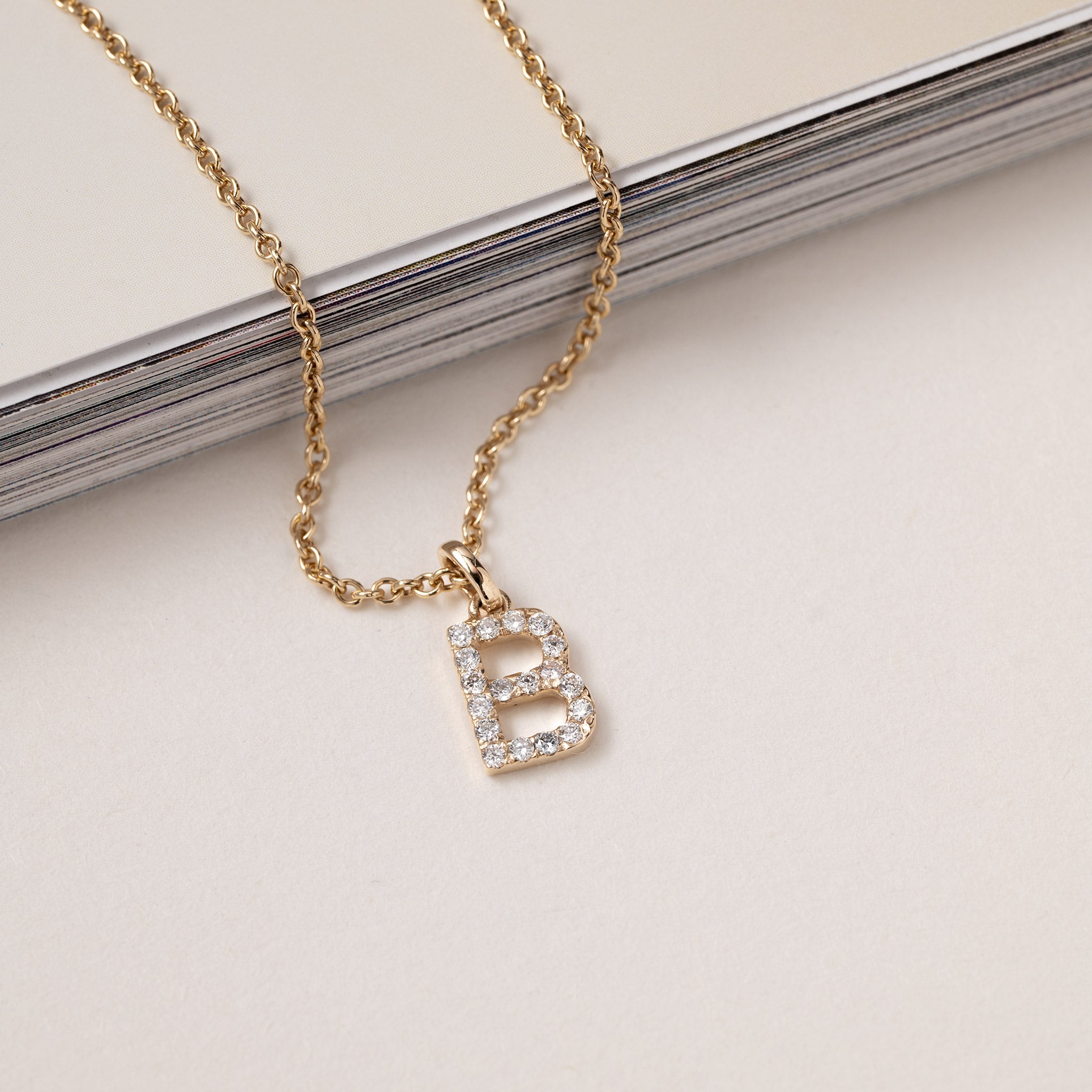 Jocelyn – Letter Charm "B" Initial Lab Grown Diamond 14K Gold