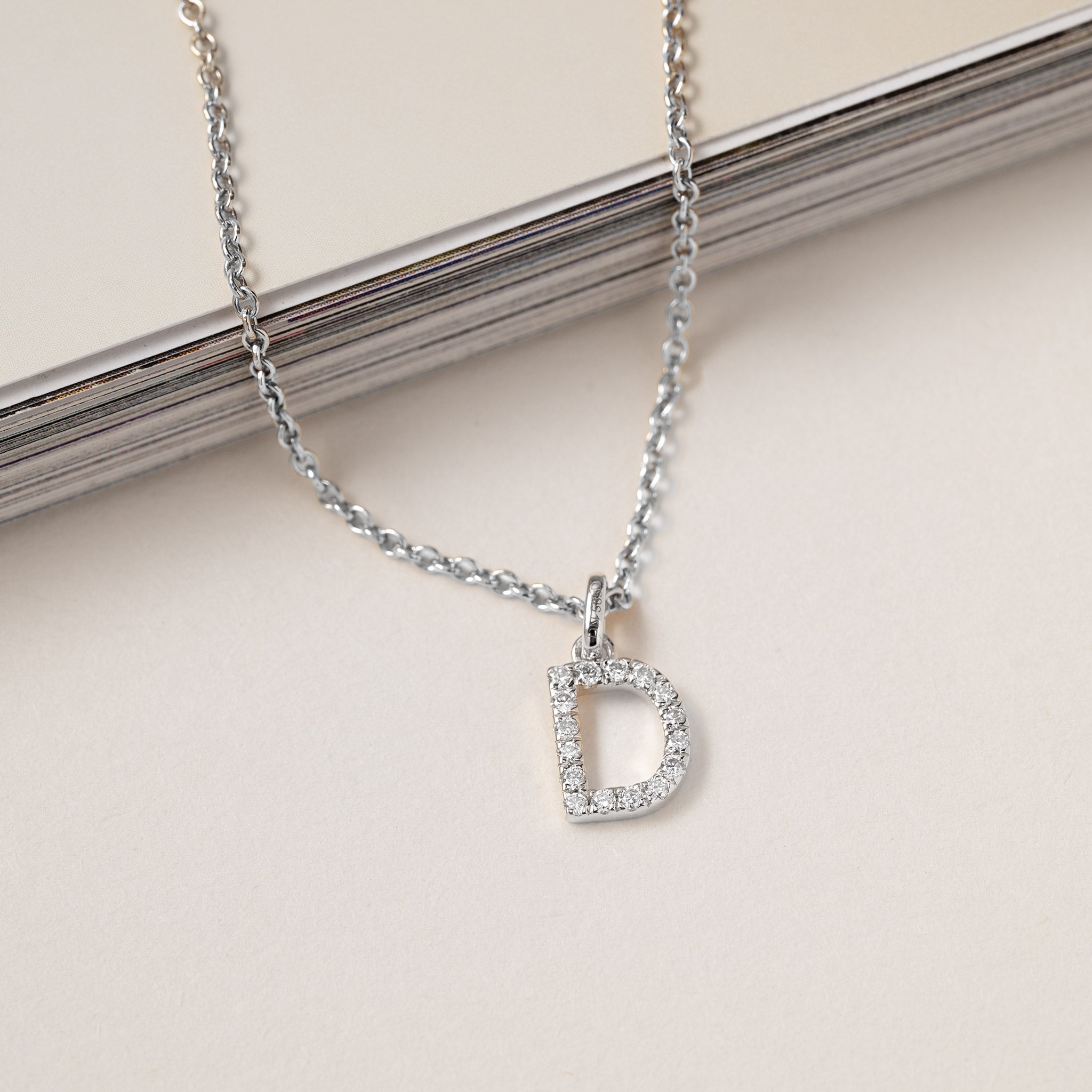 Diamond letter Charm "D" initial 14K Gold Jocelyn