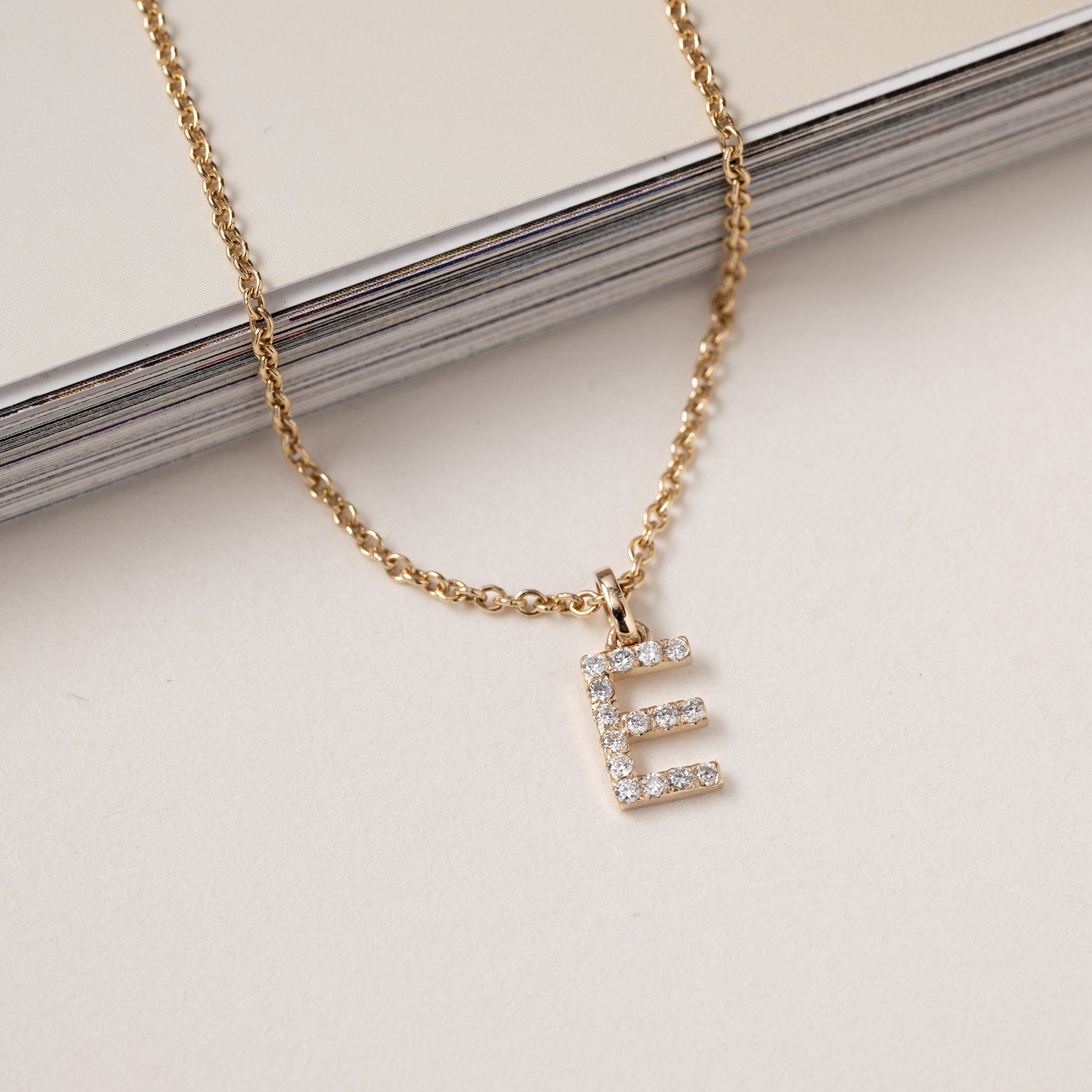 Jocelyn – Letter Charm "E" Initial Lab Grown Diamond 14K Gold