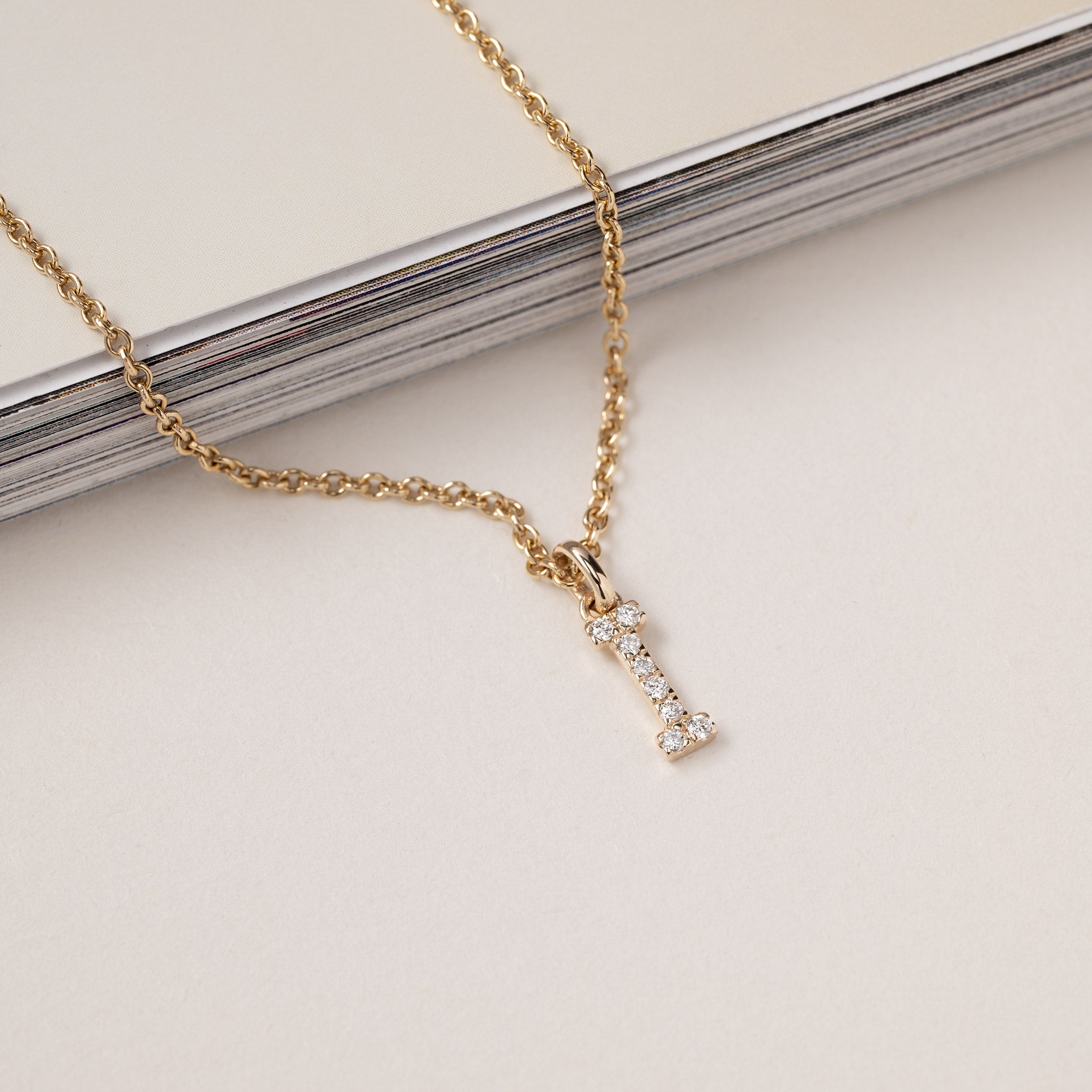 Jocelyn – Letter Charm "I" Initial Lab Grown Diamond 14K Gold