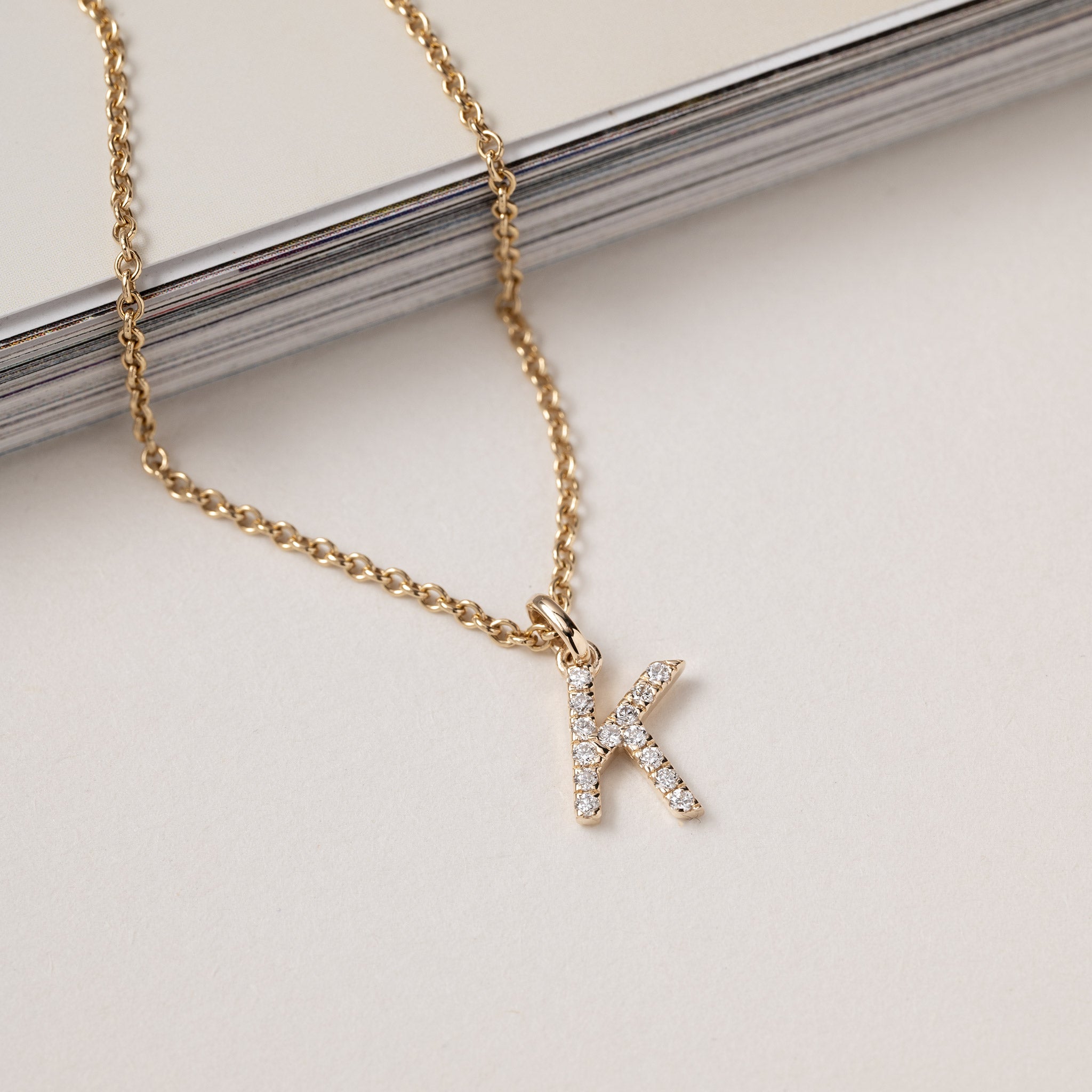 Jocelyn – Letter Charm "K" Initial Lab Grown Diamond 14K Gold