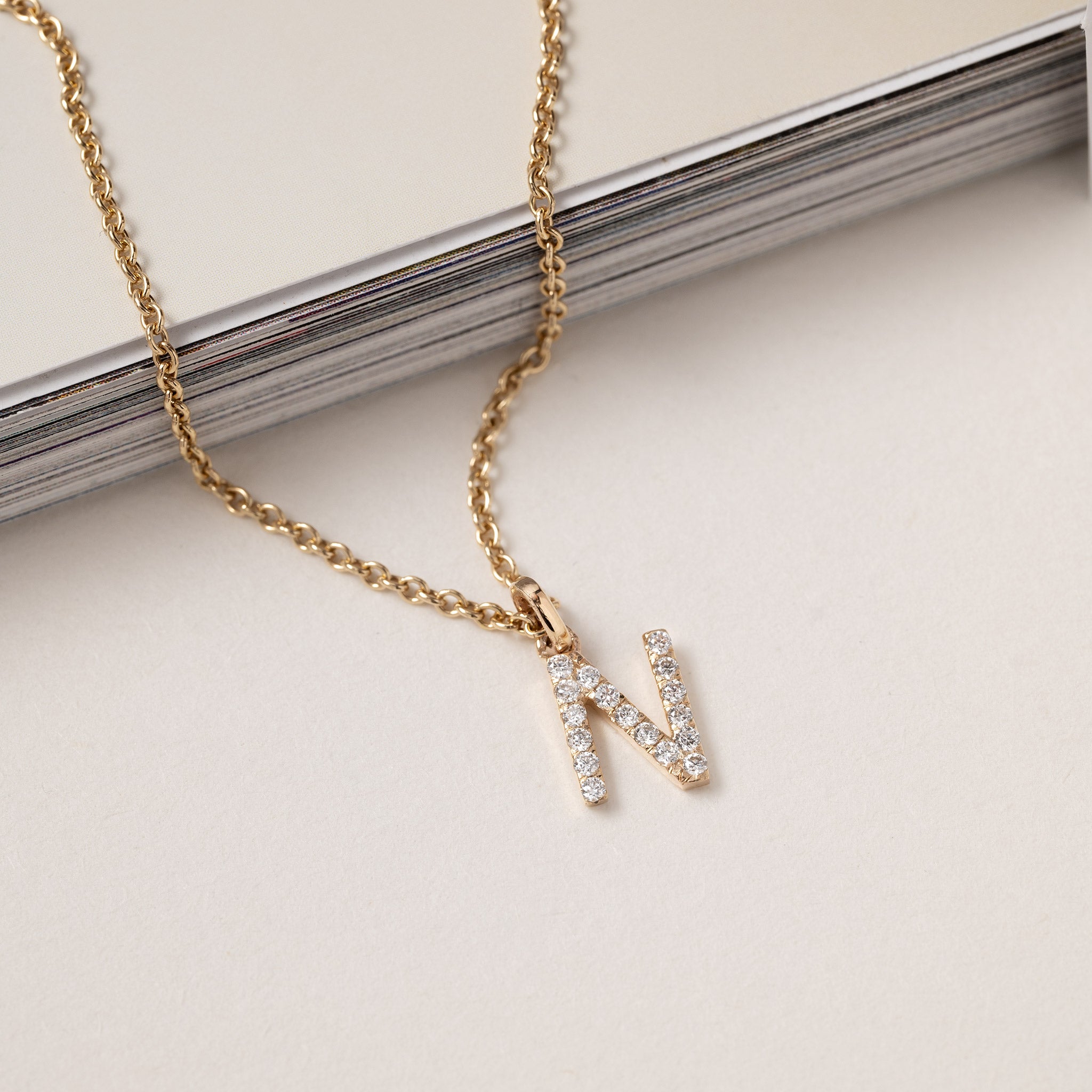 Jocelyn – Letter Charm "N" Initial Lab Grown Diamond 14K Gold