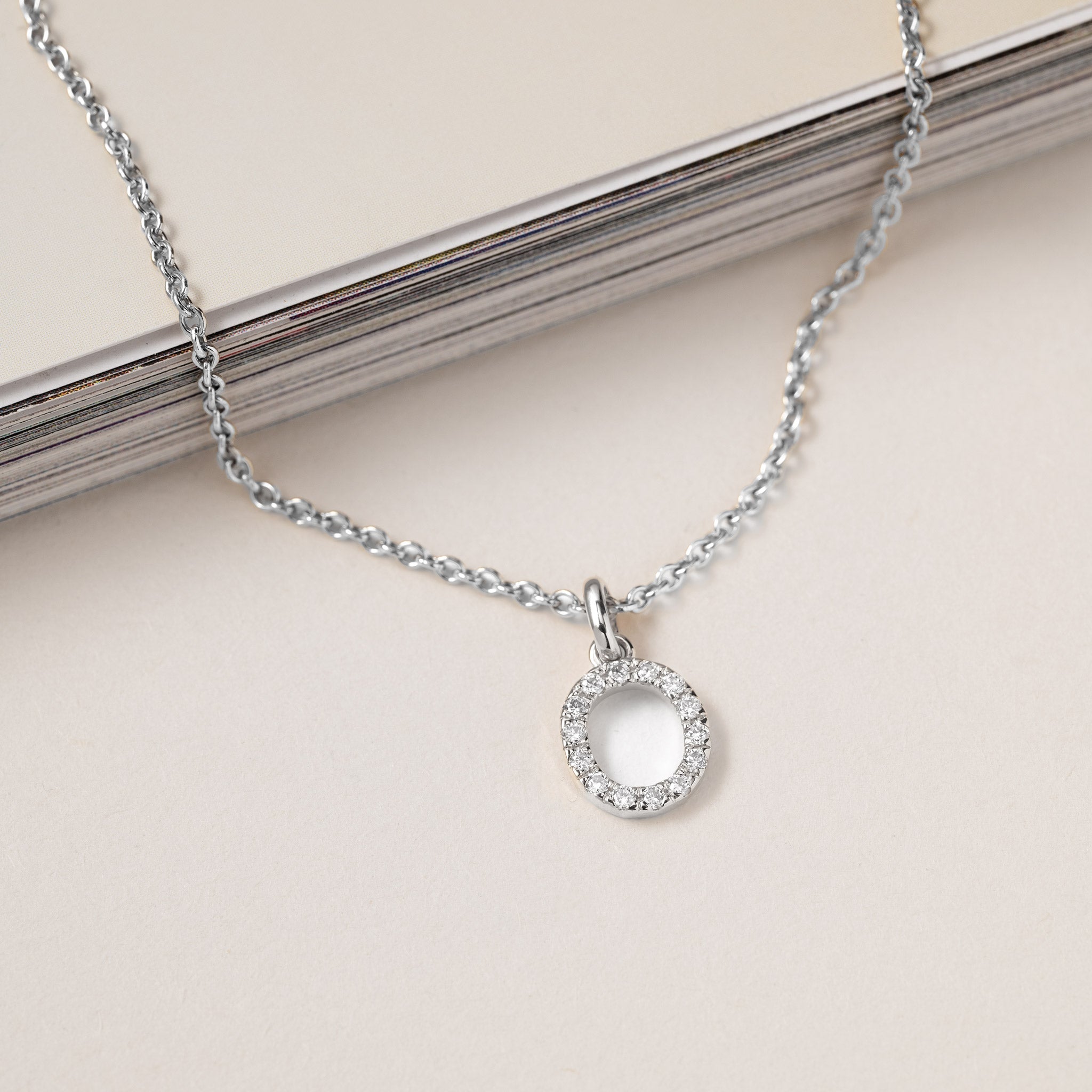 Diamond letter Charm "O" initial 14K Gold Jocelyn