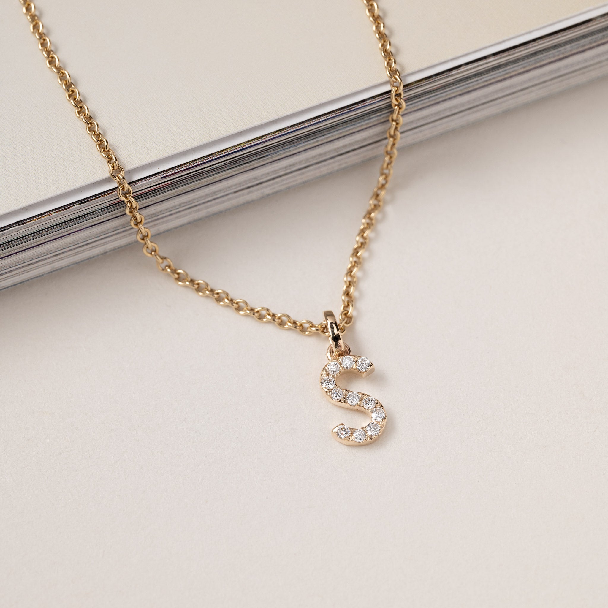 Jocelyn – Letter Charm "S" Initial Lab Grown Diamond 14K Gold
