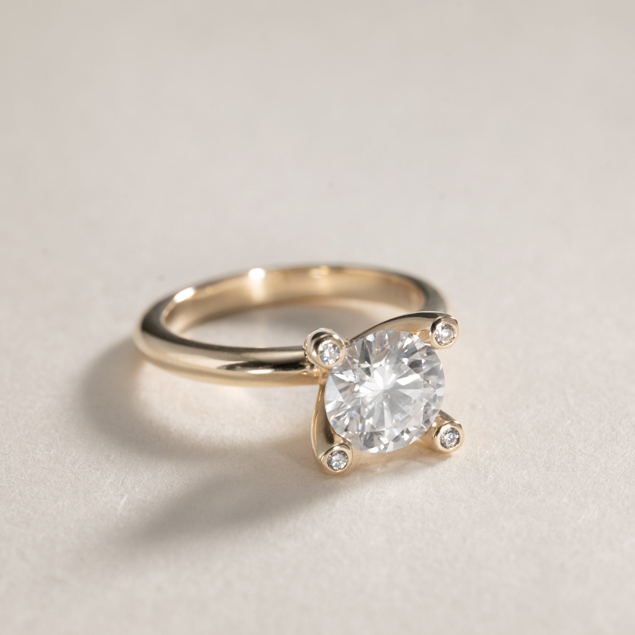 Miriam – 2.0ct Moissanite petite solitaire ring 14K Gold Diamonds in Crown