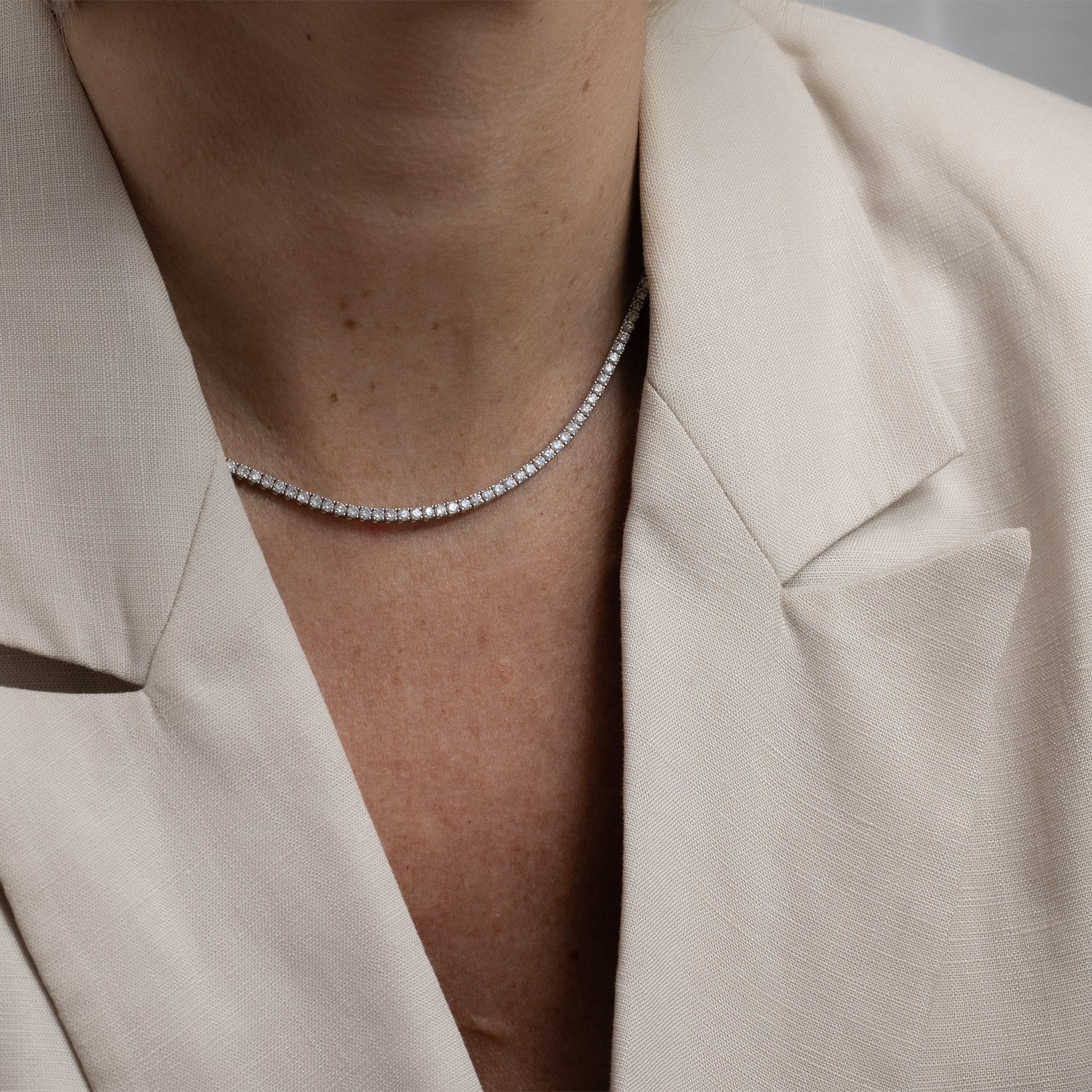 Clara Tennis Necklace – 10.0 ct Lab-Grown Diamonds 14K Gold