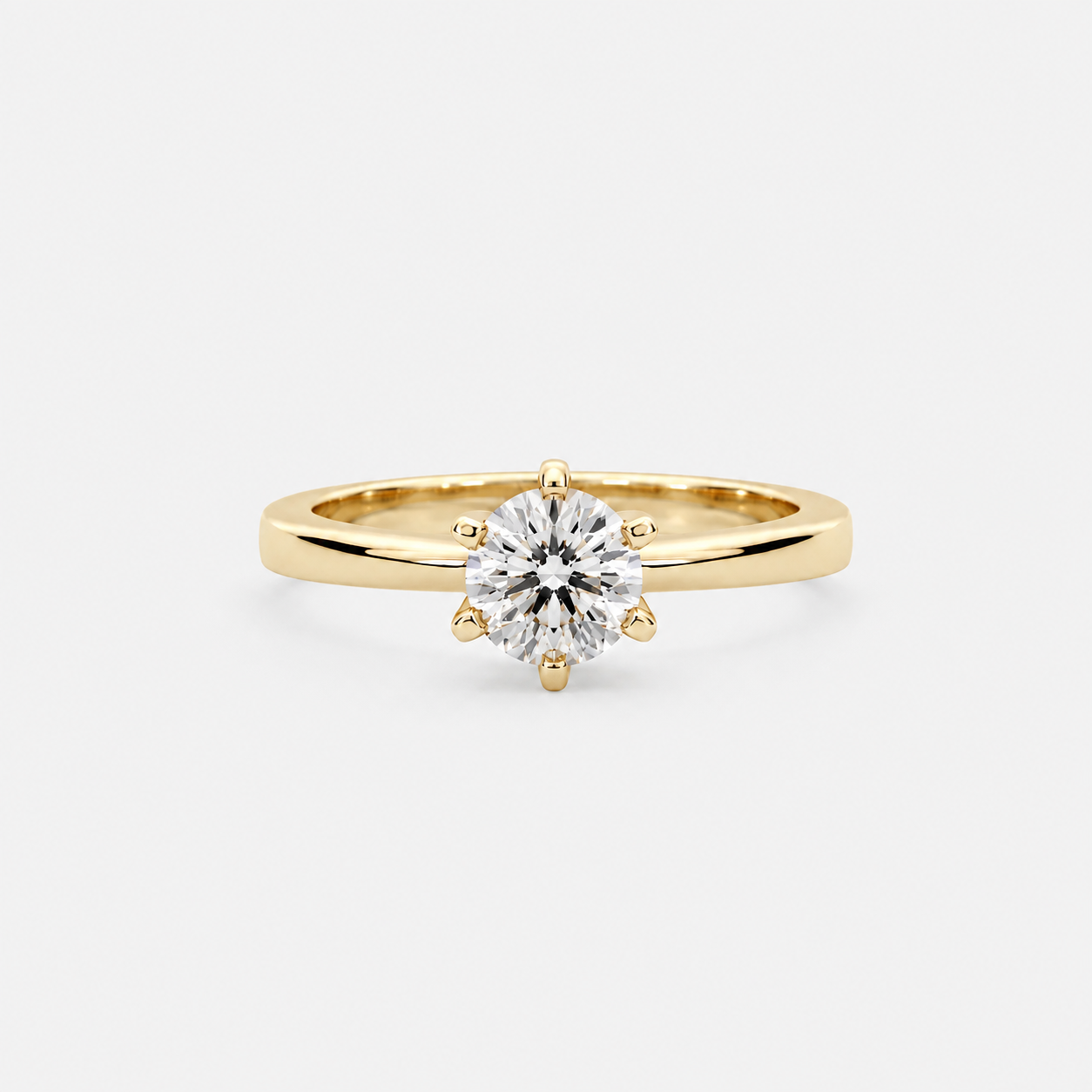 Amber Six-Prong Solitaire Ring – 0.75 ct Lab-Grown Diamond in 14K Gold