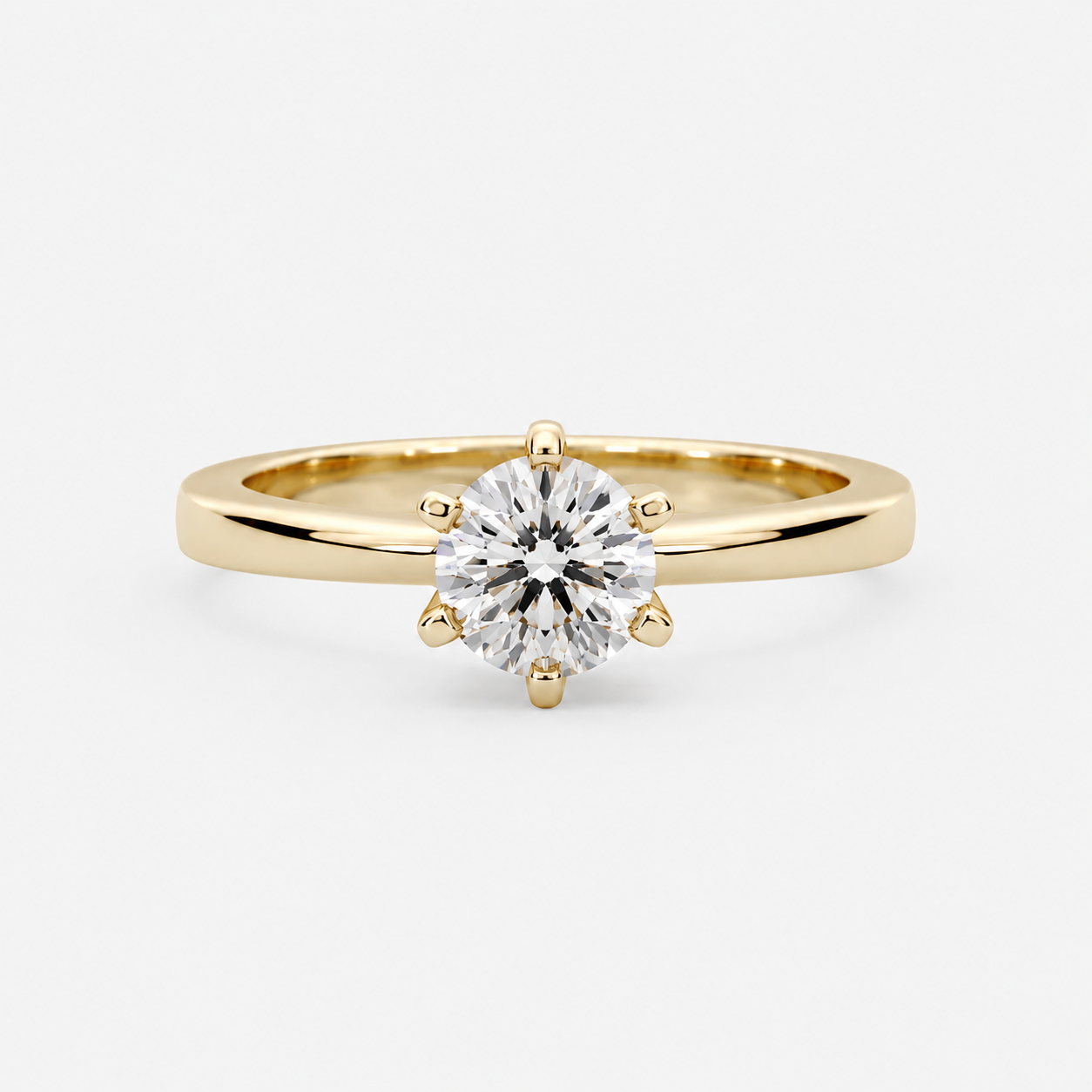 Amber Six-Prong Solitaire Ring – 0.75 ct Lab-Grown Diamond in 14K Gold