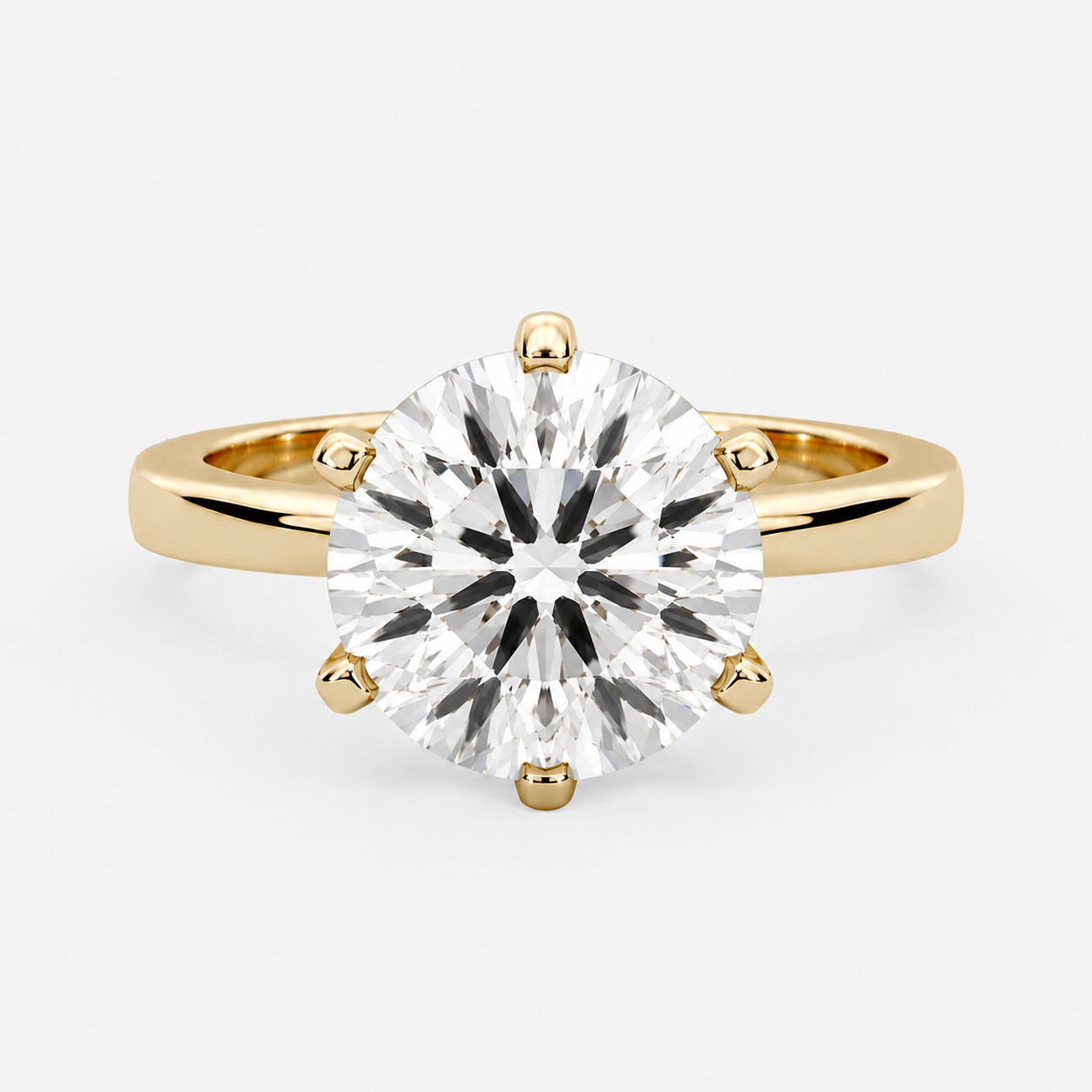 Amber Six-Prong Solitaire Ring – 3.0 ct Lab-Grown Diamond in 14K Gold