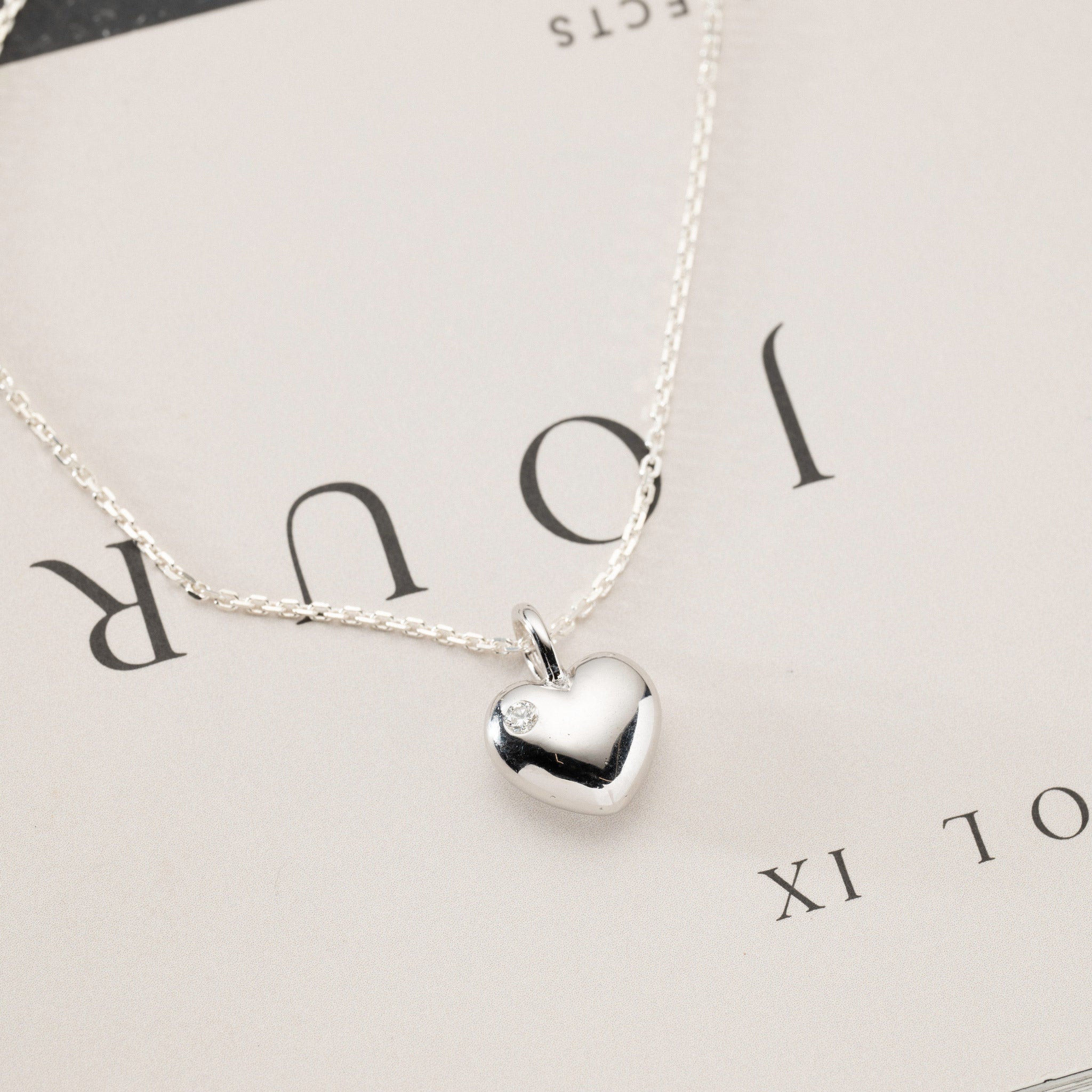 Aimee – Heart pendant silver 0.03ct lab grown diamond