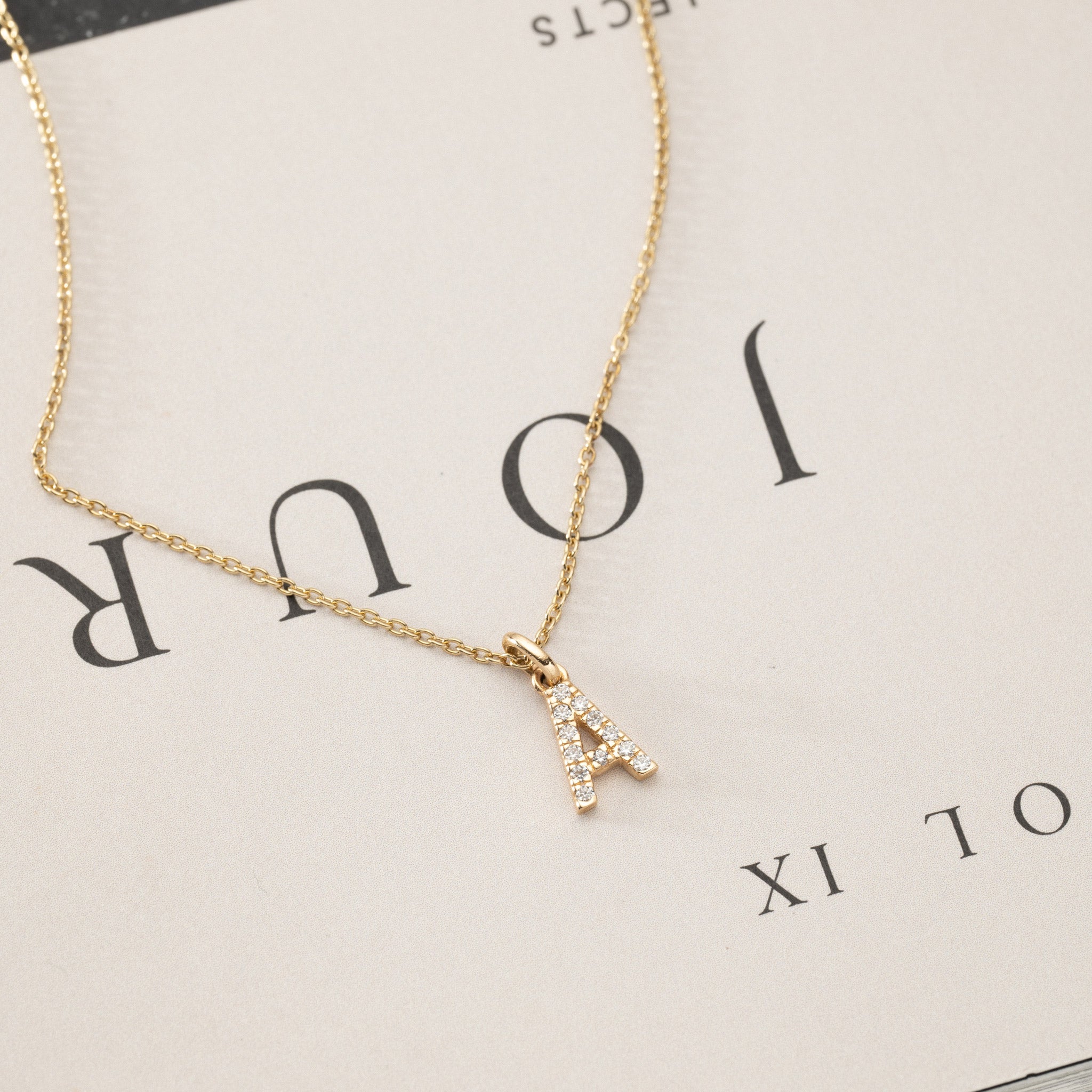 Jocelyn – Moissanite Letter Charm "A" Initial 14K Gold