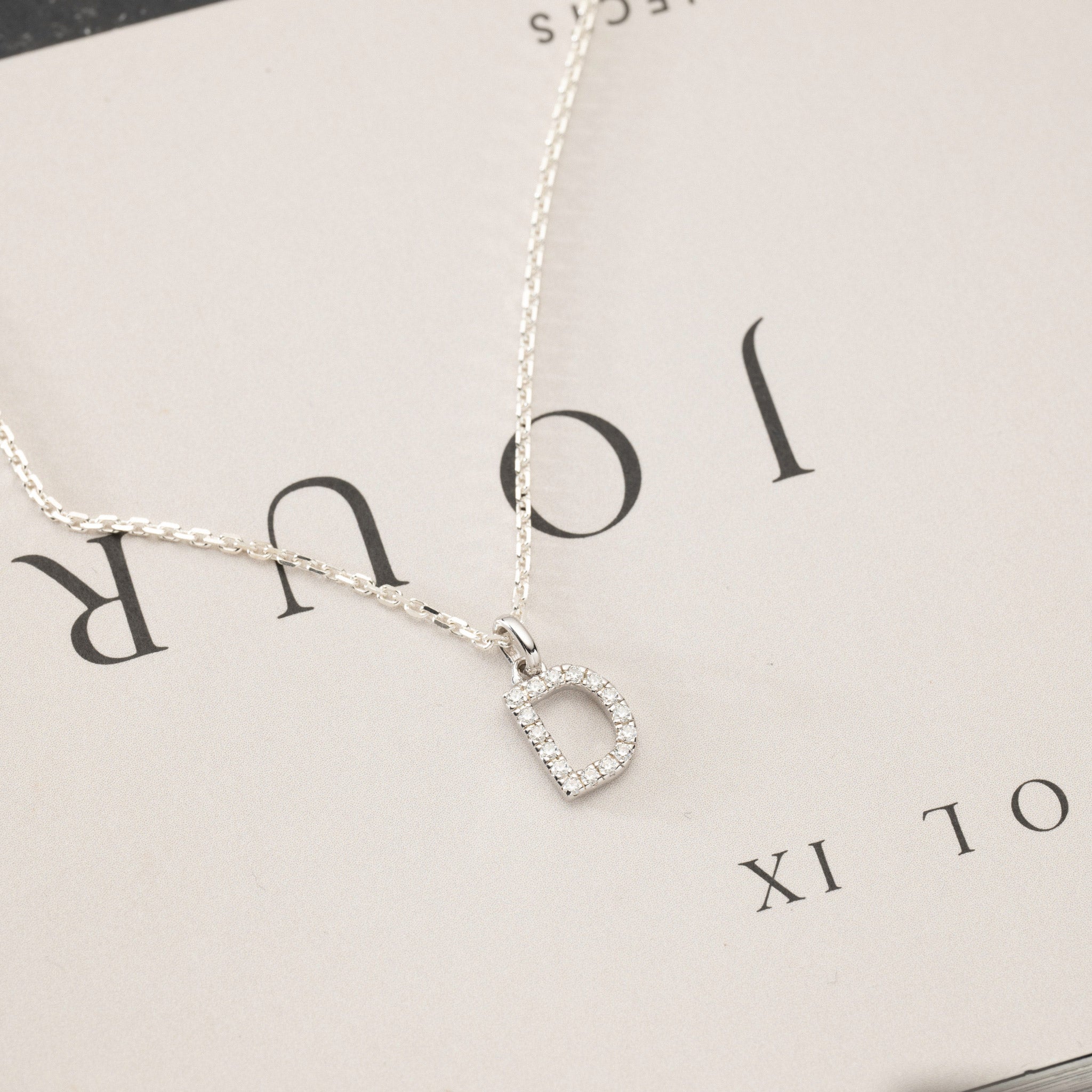 Jocelyn – Moissanite Letter Charm "D" Initial Silver
