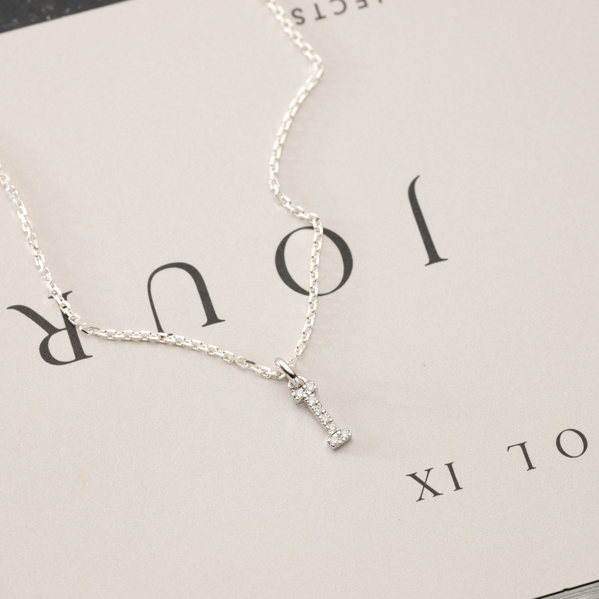Jocelyn – Moissanite Letter Charm "I" Initial Silver