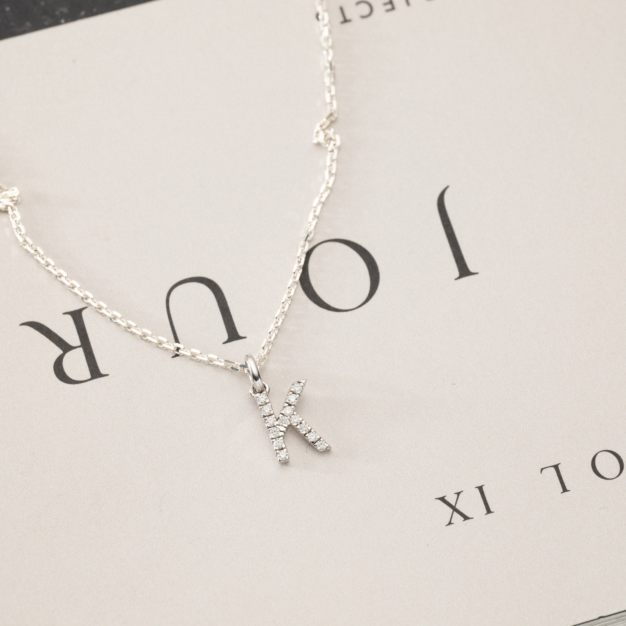 Jocelyn – Moissanite Letter Charm "K" Initial Silver