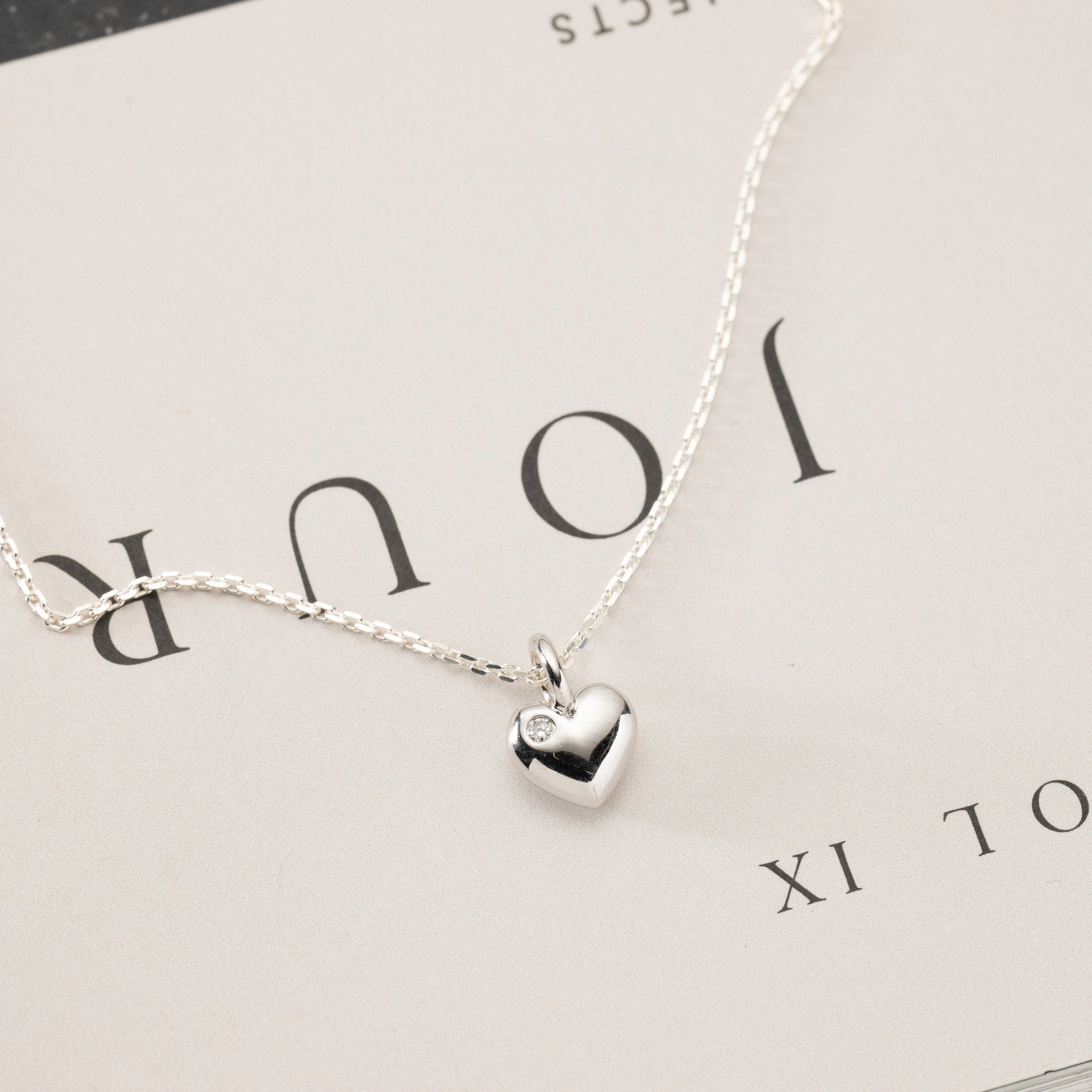 Aimee – Petite heart pendant silver 0.03ct lab grown diamond