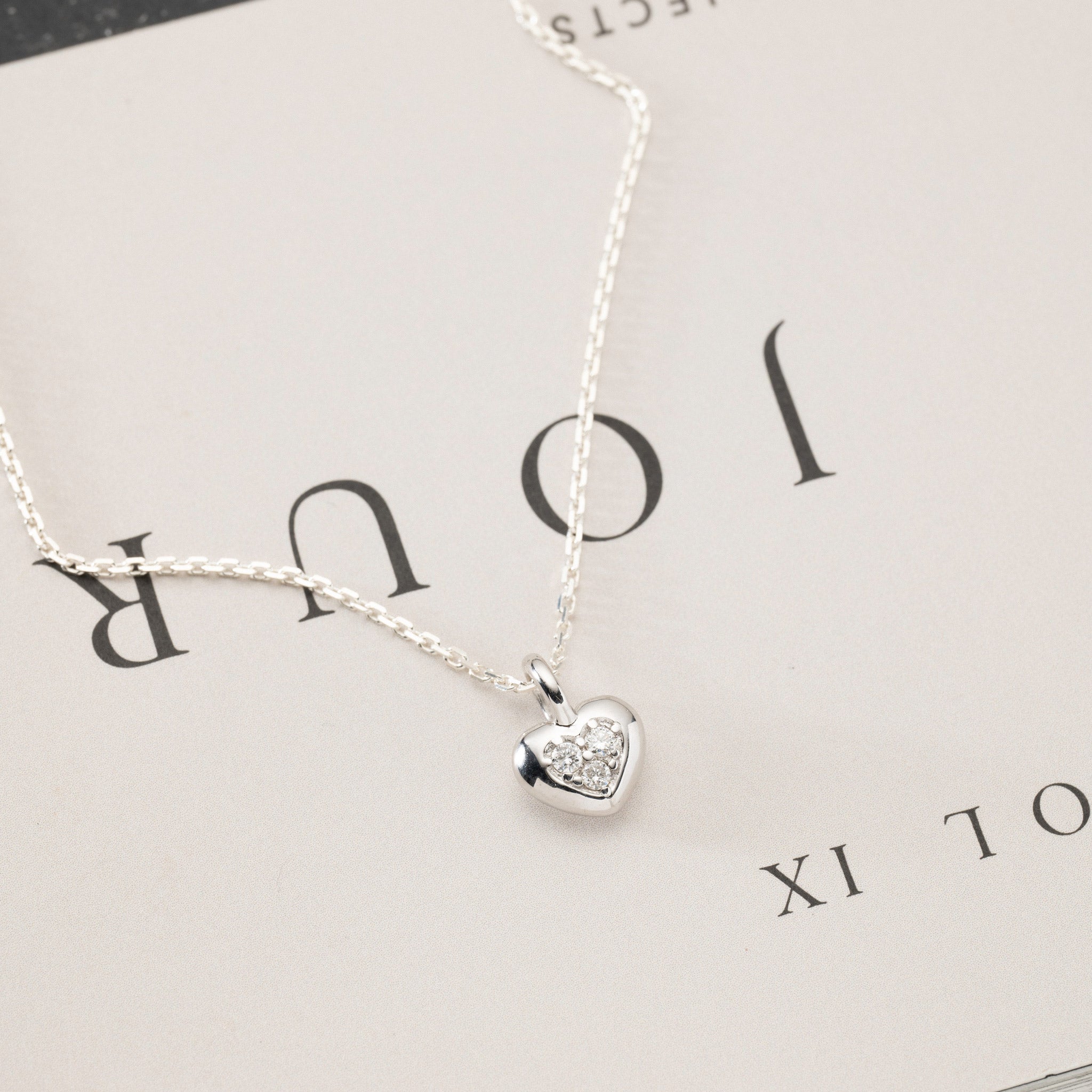 Aimee – Petite heart pendant silver 0.09 ctw triple lab grown diamond