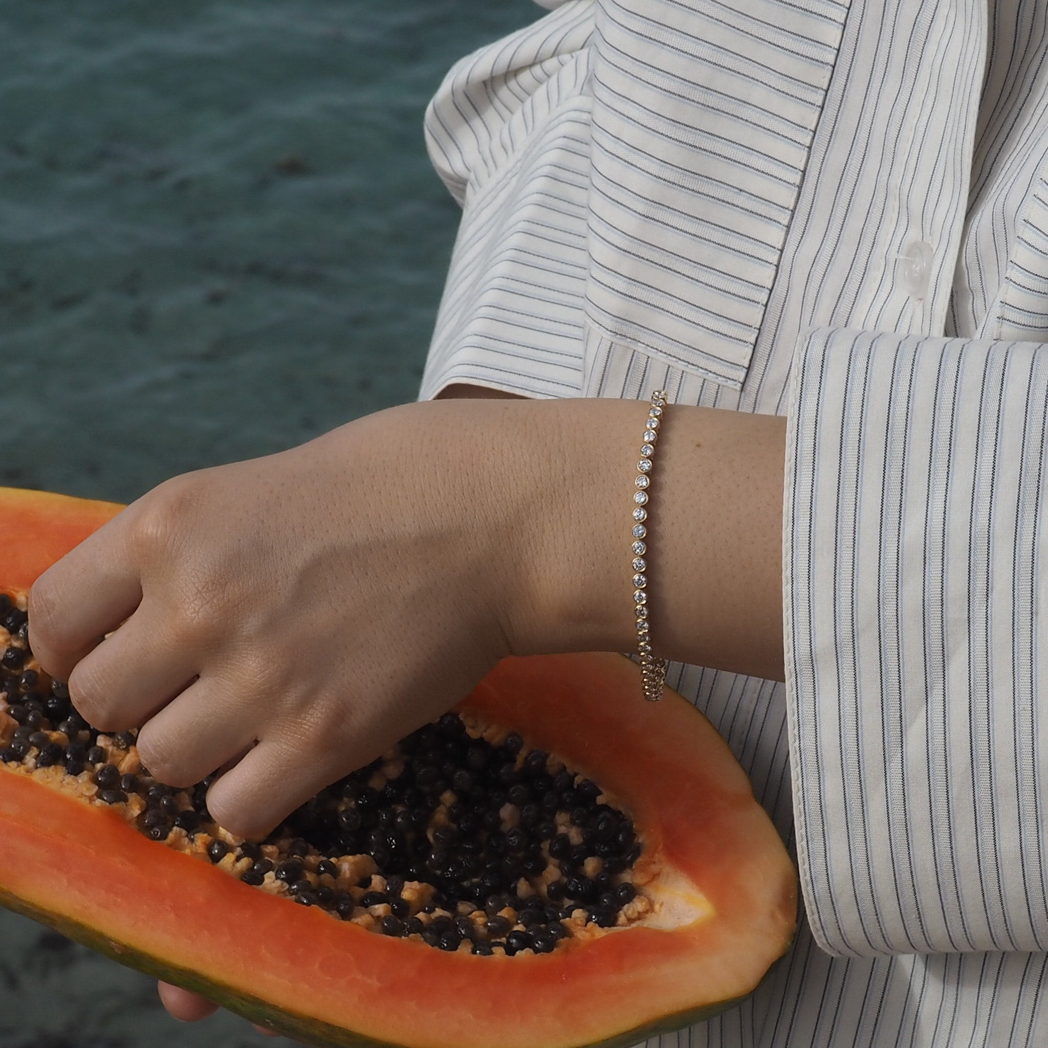 Isaline Bezel Tennis Bracelet – 4.0 ct Lab-Grown Diamonds 14K Gold