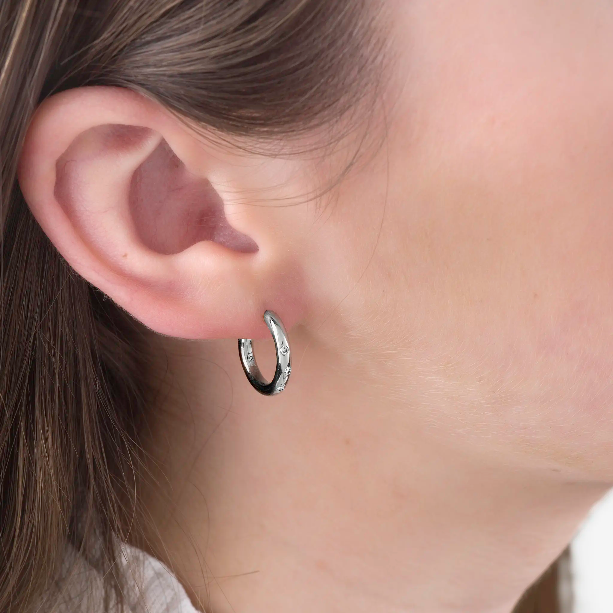 Estelle – Lab grown diamond creole earrings silver