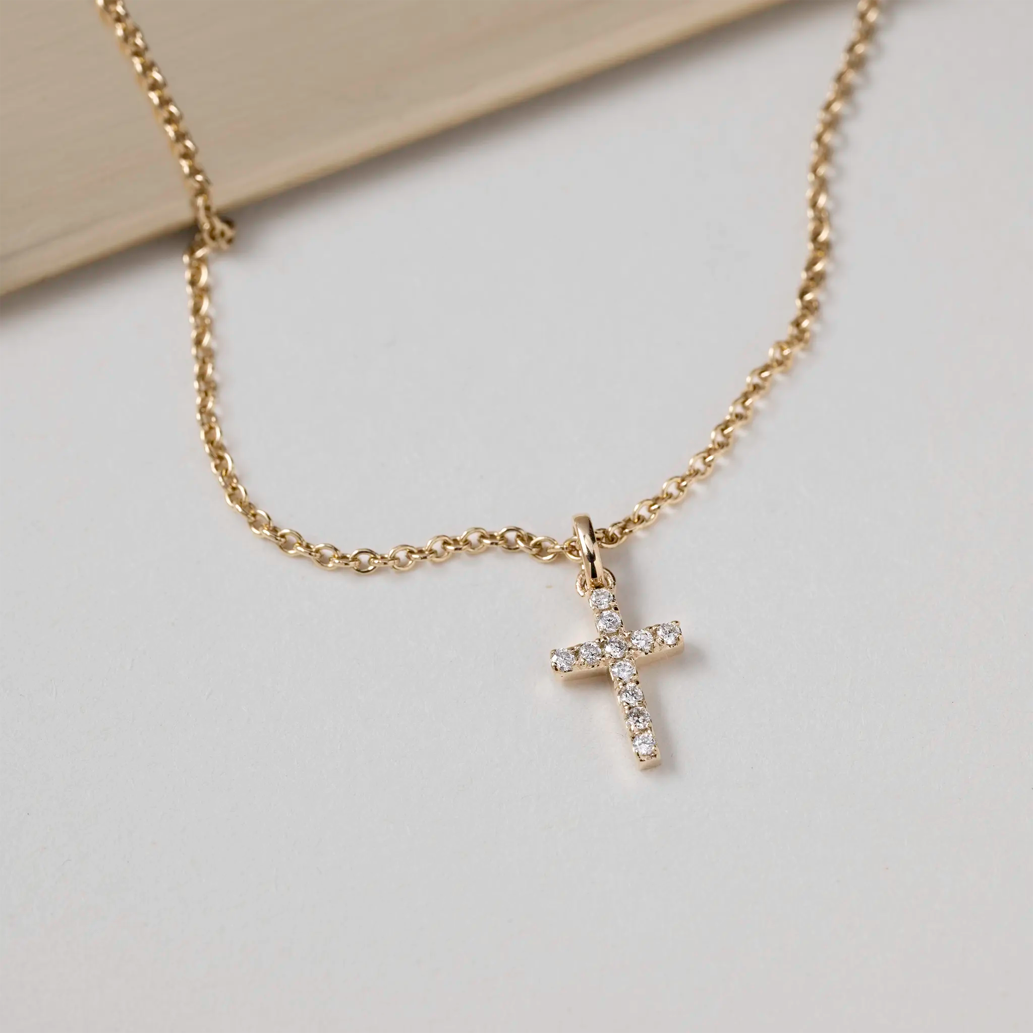 Classic Diamond Cross Pendant 14K Gold Jocelyn