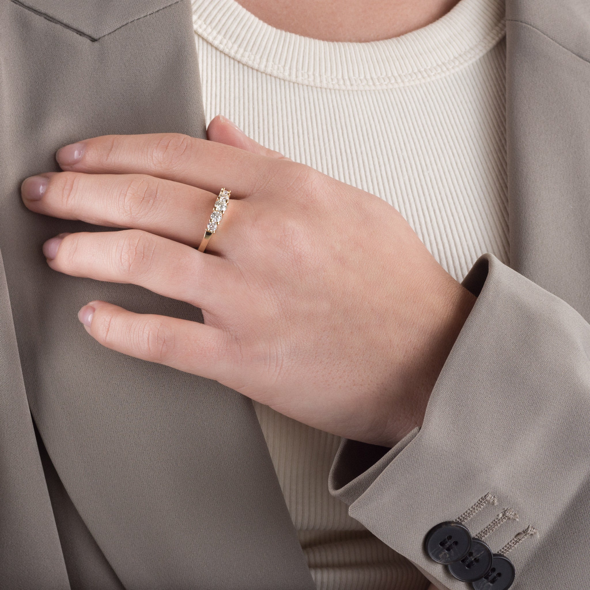 Jocelyn Five-Stone Ring – 0.75 ct Moissanite Silver