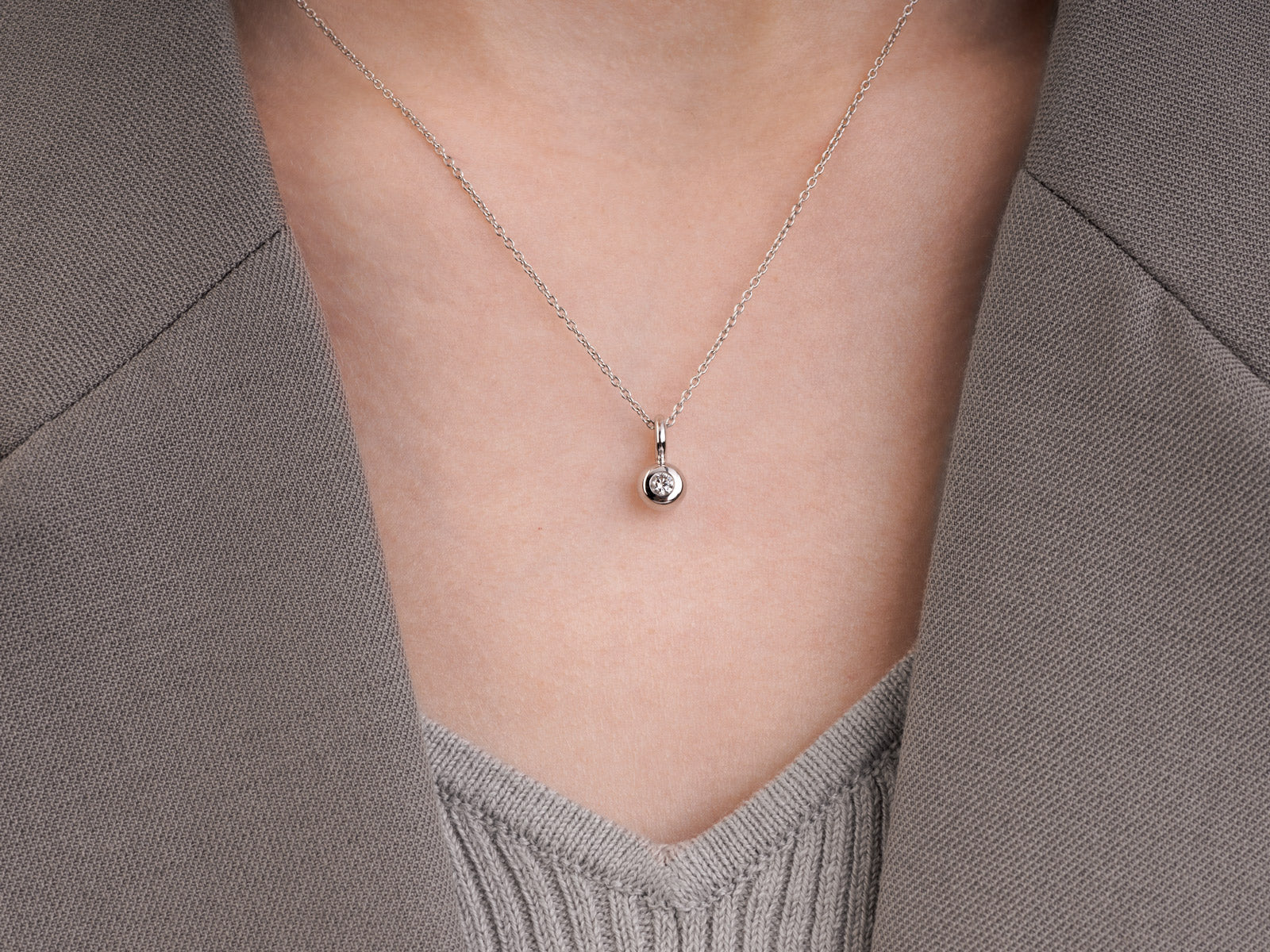 Silver Bubble Pendant 0.10ct lab grown diamond