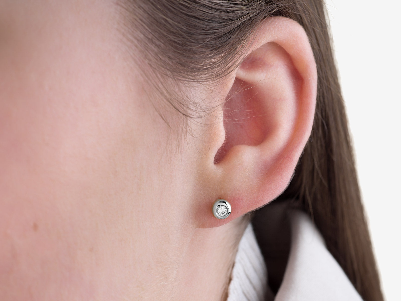 Silver Bubble Stud Earrings 0.15ctw lab grown diamond