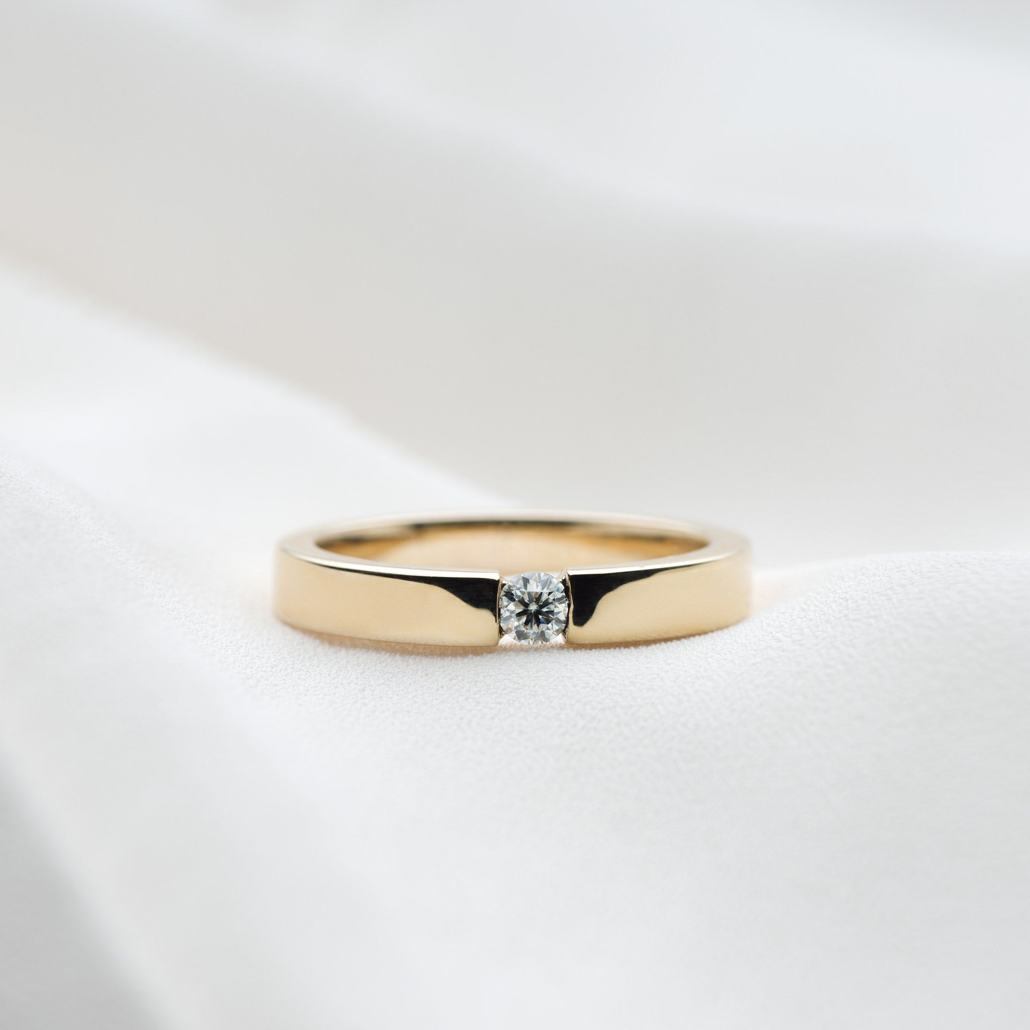 0.10ct lab grown diamond tension ring 14K gold chloe