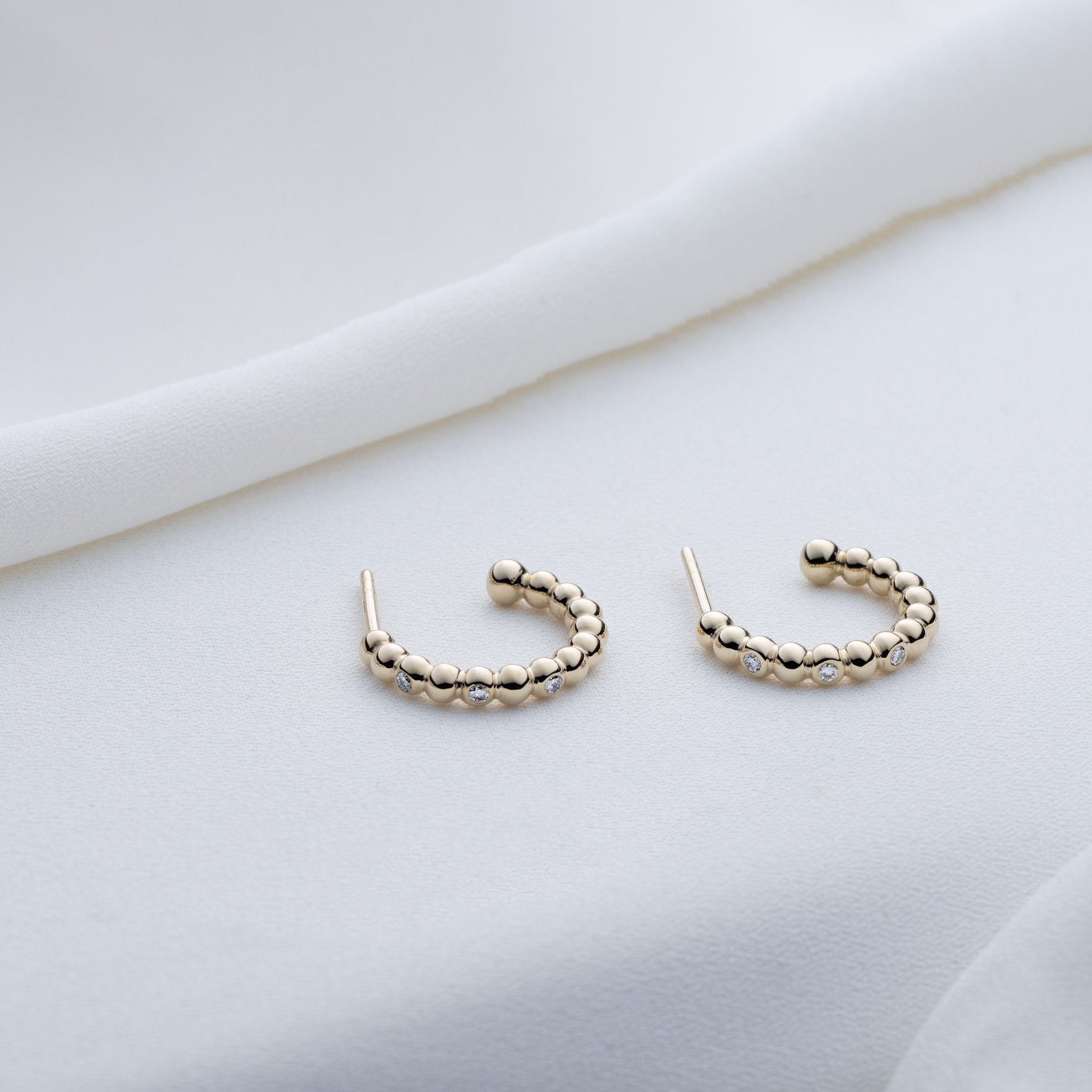 0.08ctw lab grown diamond bubble creole earrings 14K Yellow Gold Ayah