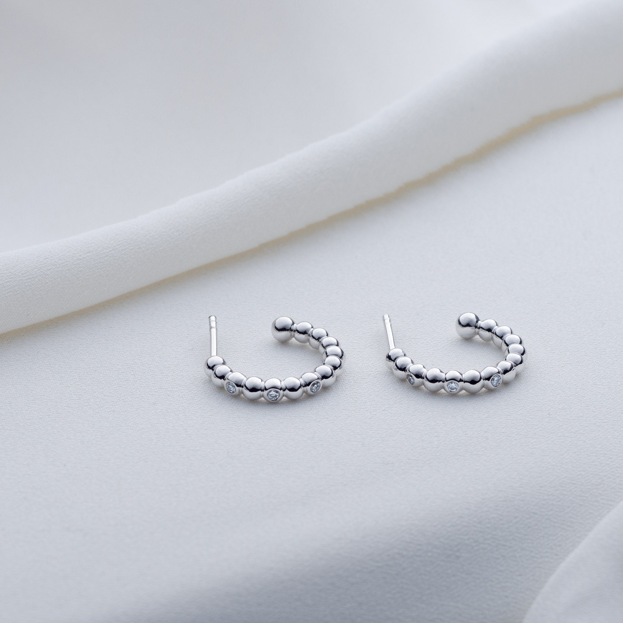 Ayah – 0.08ctw lab grown diamond bubble creole earrings silver