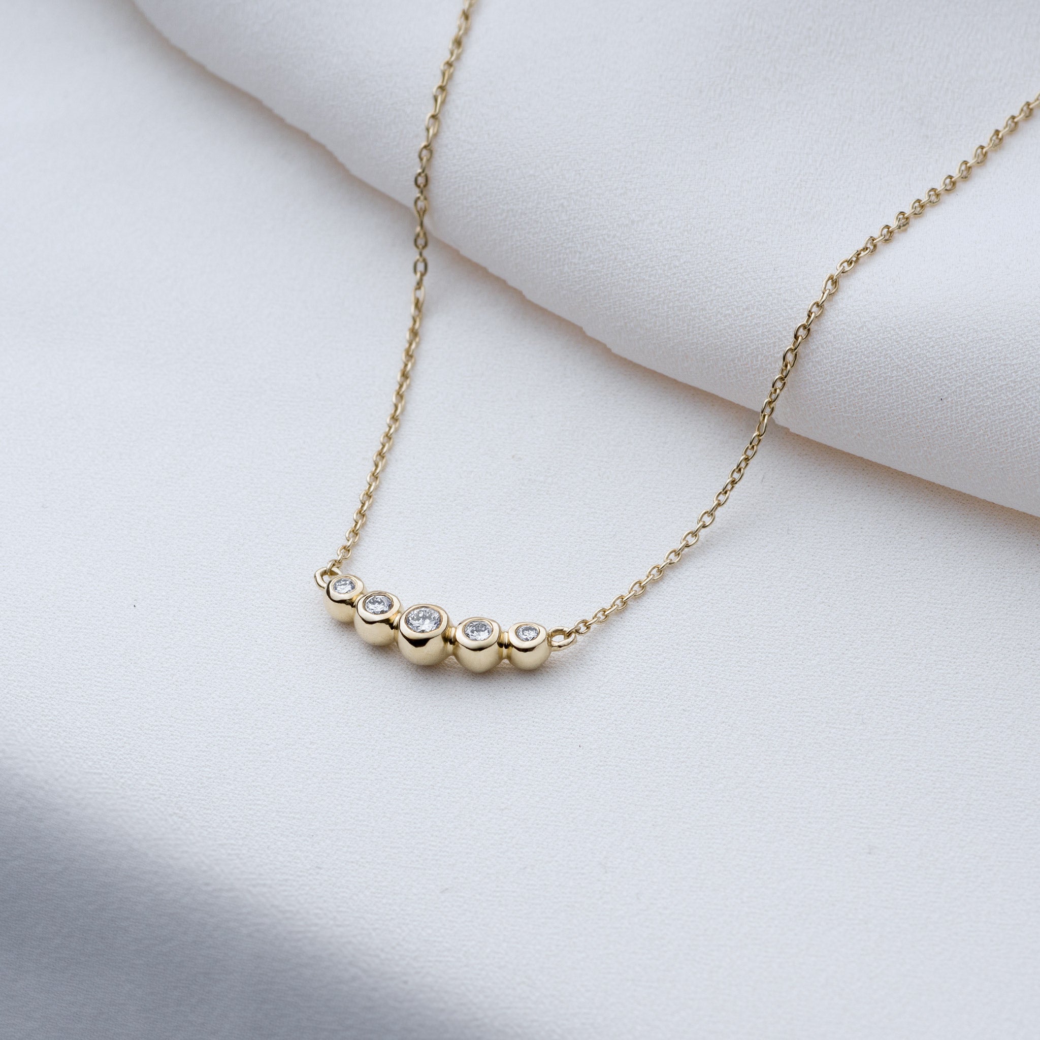 0.30ctw lab grown diamond bubble colliers 14K Yellow Gold Ayah