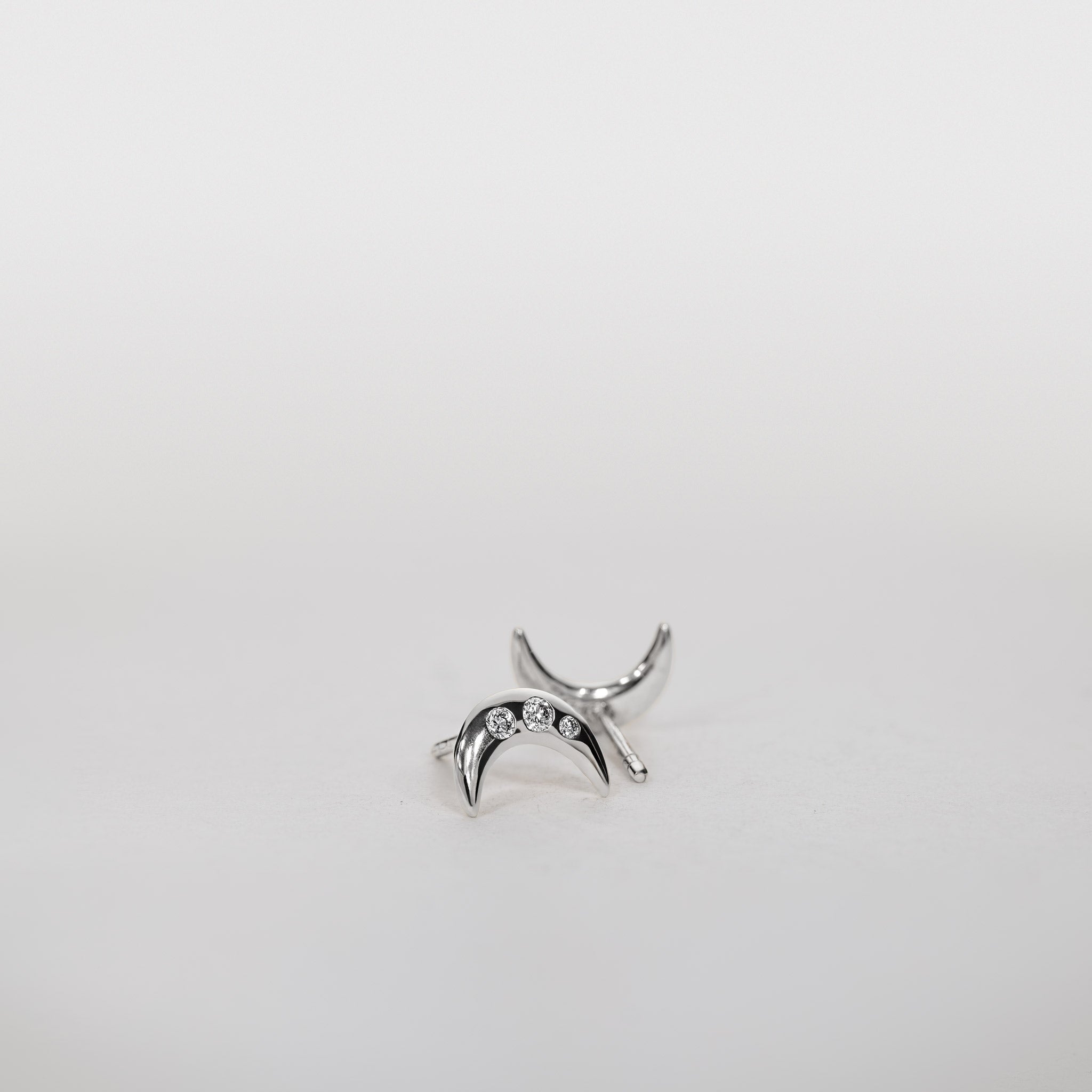 0.15ctw lab grown diamond moon stud earrings silver  Celine