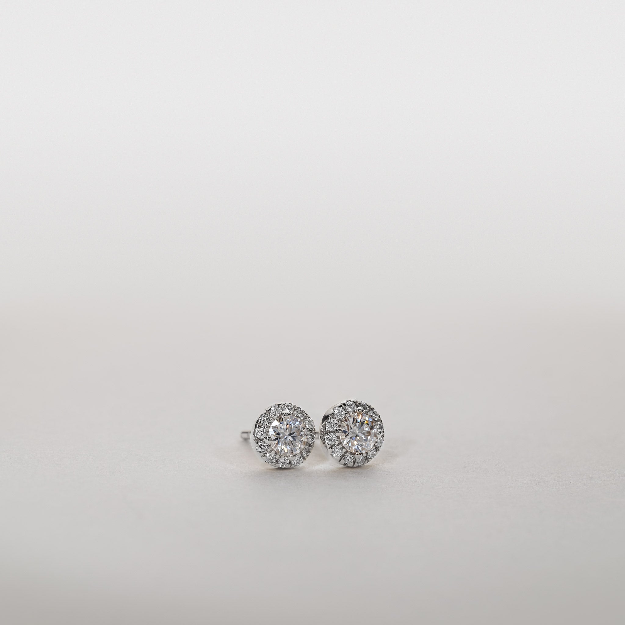 0.50ct Lab Grown Diamond halo stud earrings 14K gold clara