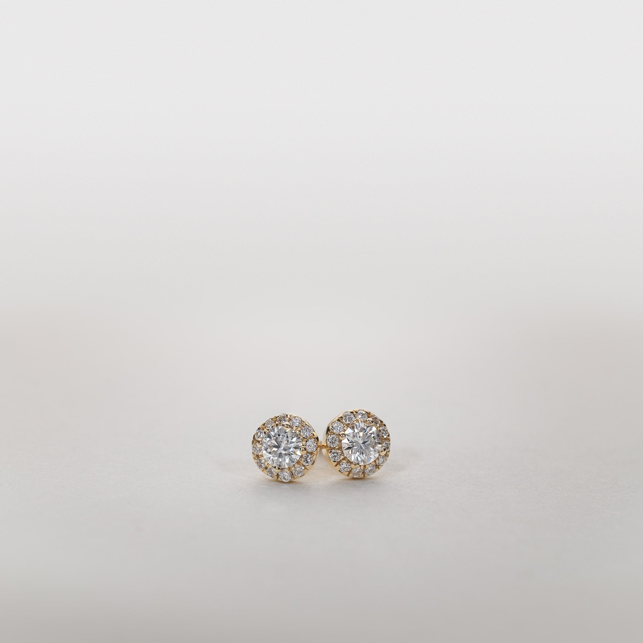 0.50ct Lab Grown Diamond halo stud earrings 14K gold clara