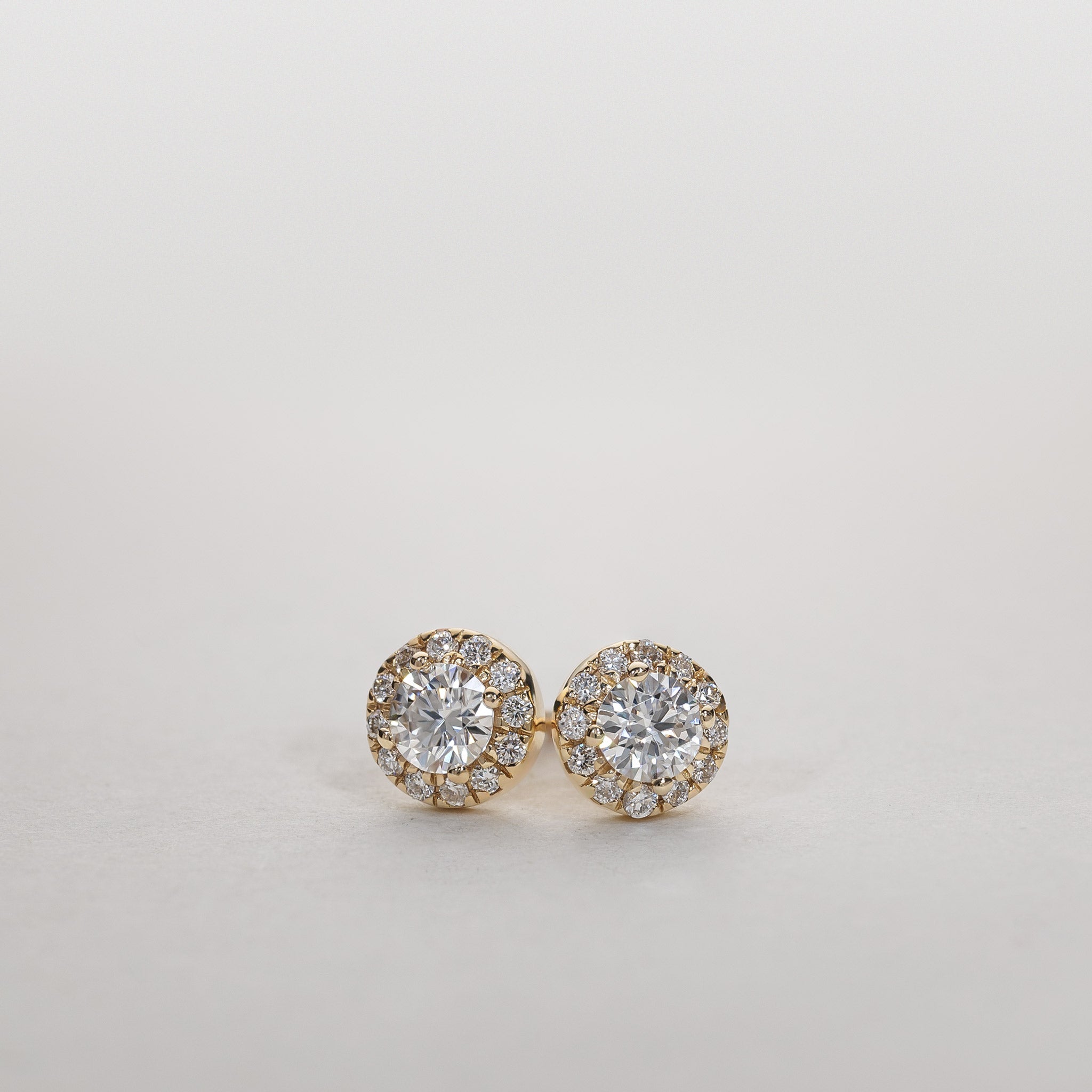 0.50ct Lab Grown Diamond halo stud earrings 14K gold clara