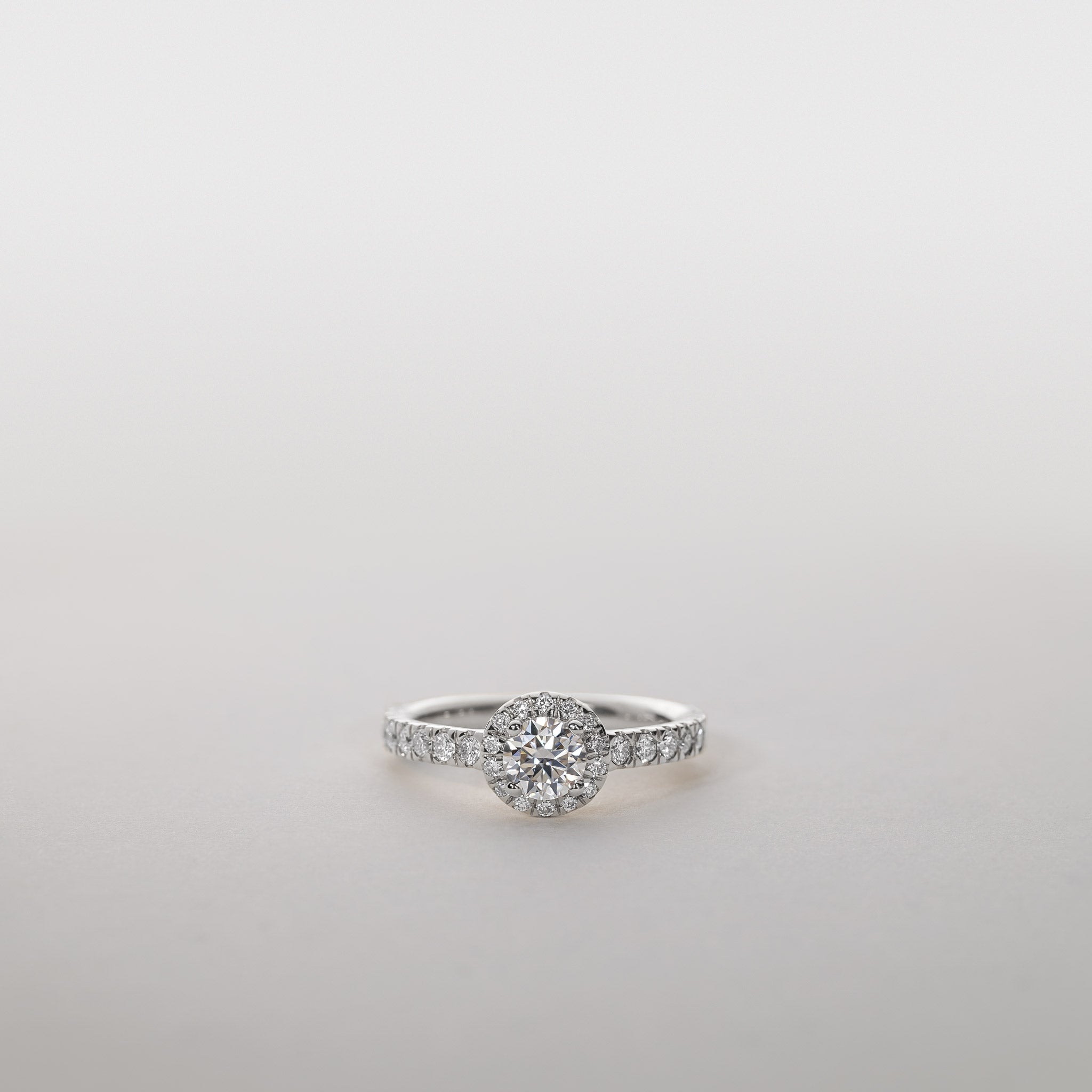 Clara Silver Moissanite Halo Ring with Lab Grown Diamond Pavé-Set Band