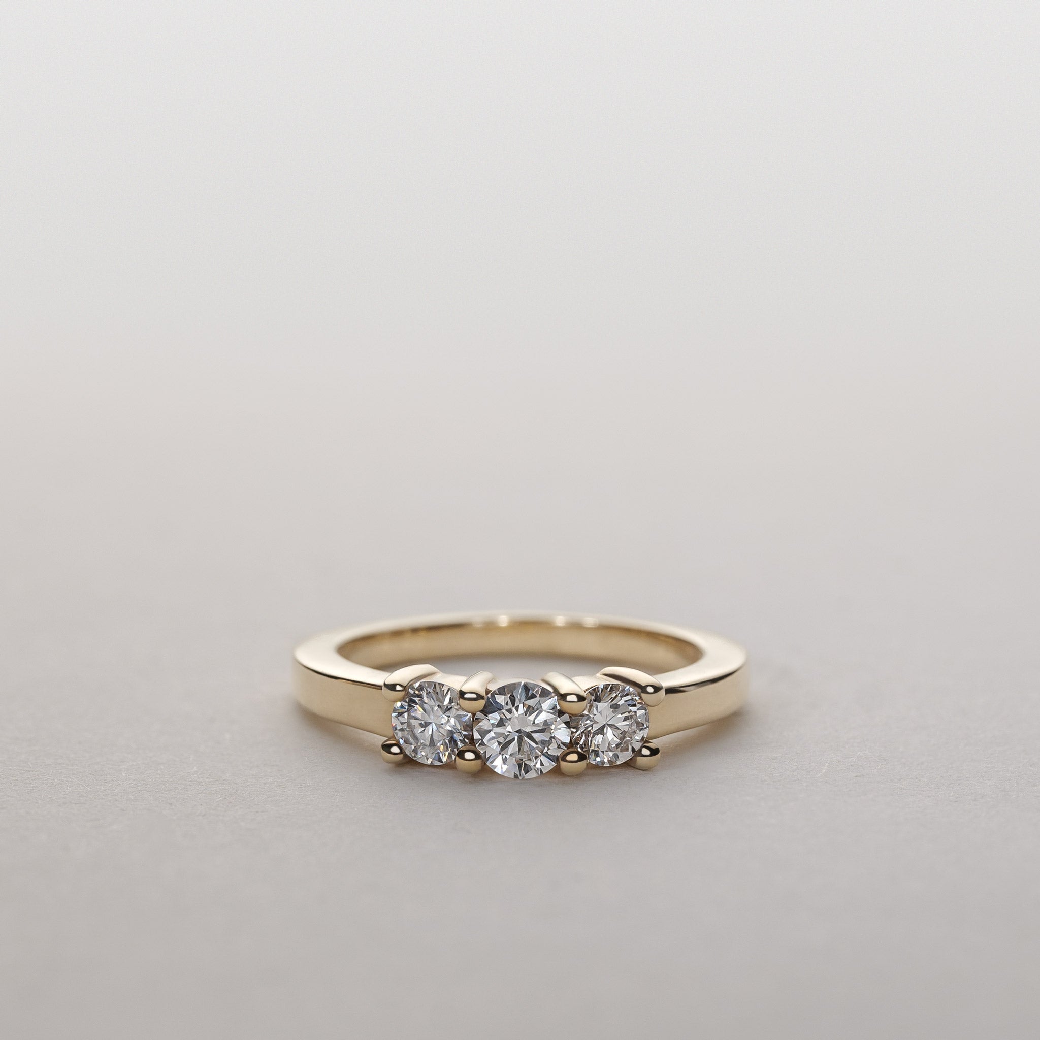 0.60ct Lab Grown Diamond Three Stone Ring 14K Gold Jocelyn
